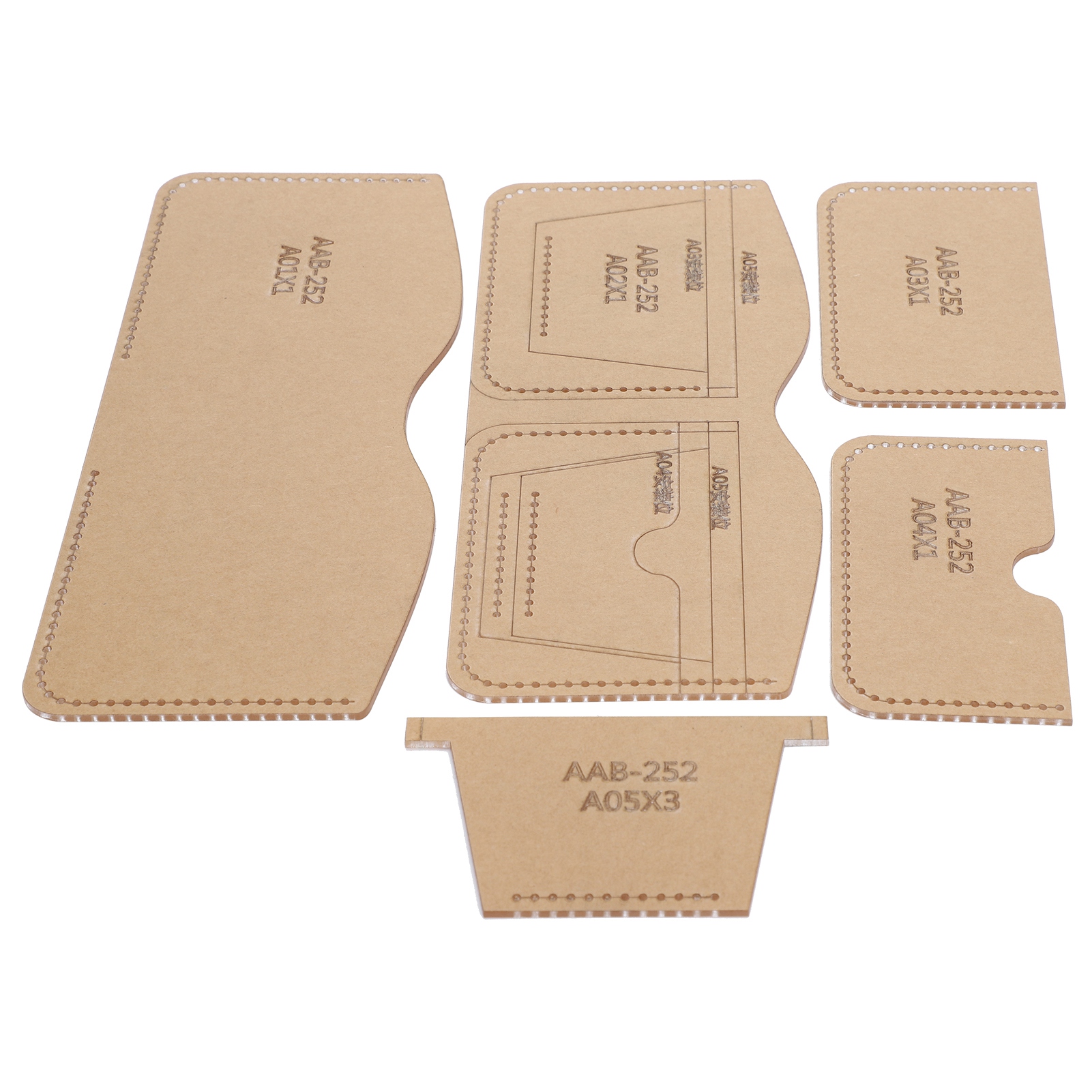 5-teilige Acryl-schablone Für Kurze Geldbörsen, Formwerkzeuge Und Handgefertigte Ledermusterherstellung.
