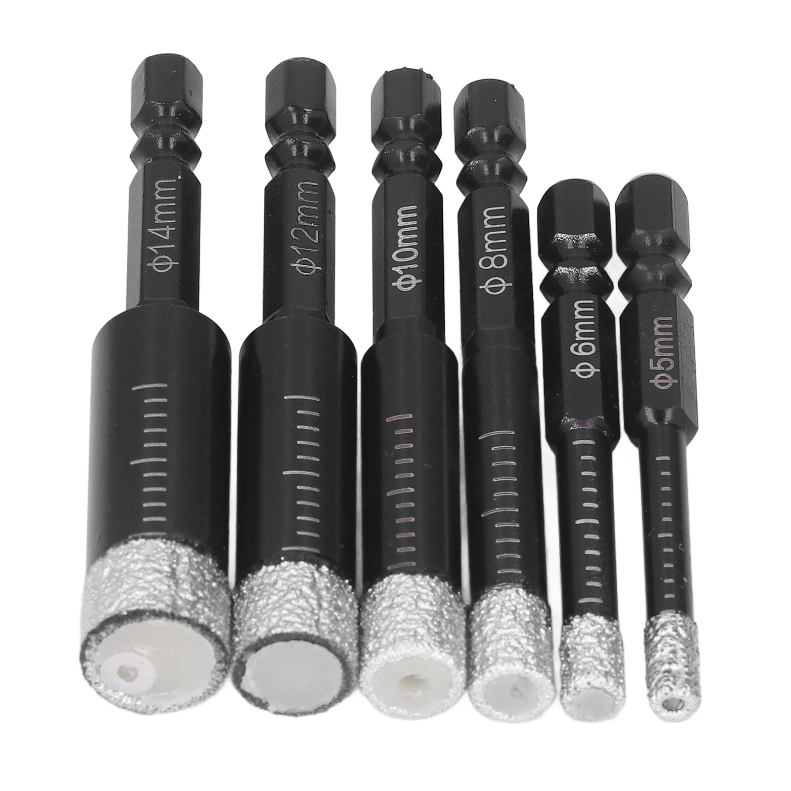 Set Mit 6 Trocken-diamantbohrern Für Fliesen, Marmor, Porzellan, Keramik, Granit Und Mauerwerk.