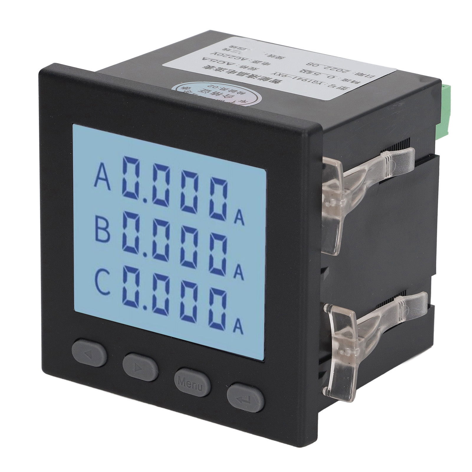Schwarzer Dreiphasiger Multifunktions-energiezähler, Amperemeter, Für Die Verteilungsautomation, 220 V Wechselstrom