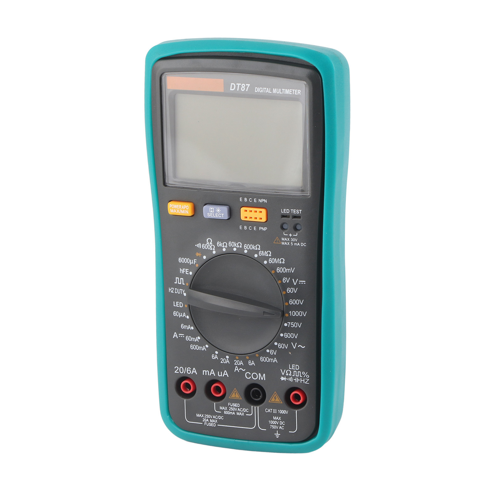Dt87 Multimeter, 6000 Zähler, Ac/dc, Voltmeter, Amperemeter, Ohmmeter, Kapazitätsmessung, Frequenzmessung, Tastverhältnismessung, Diodentest
