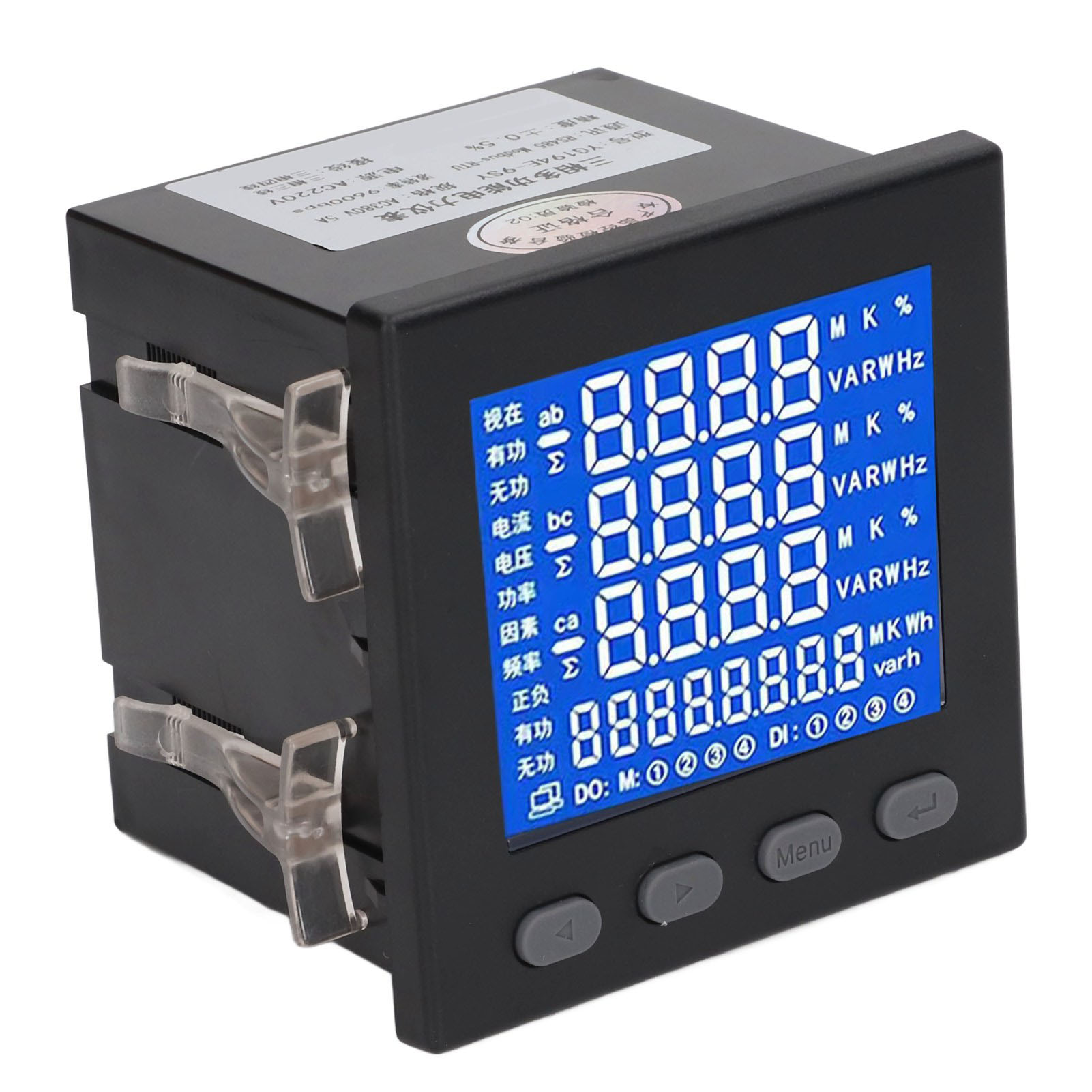 Schwarzer Drehstromzähler, Multifunktionales Lcd-display, Feuerfestes Gehäuse, 220 V Wechselstrom