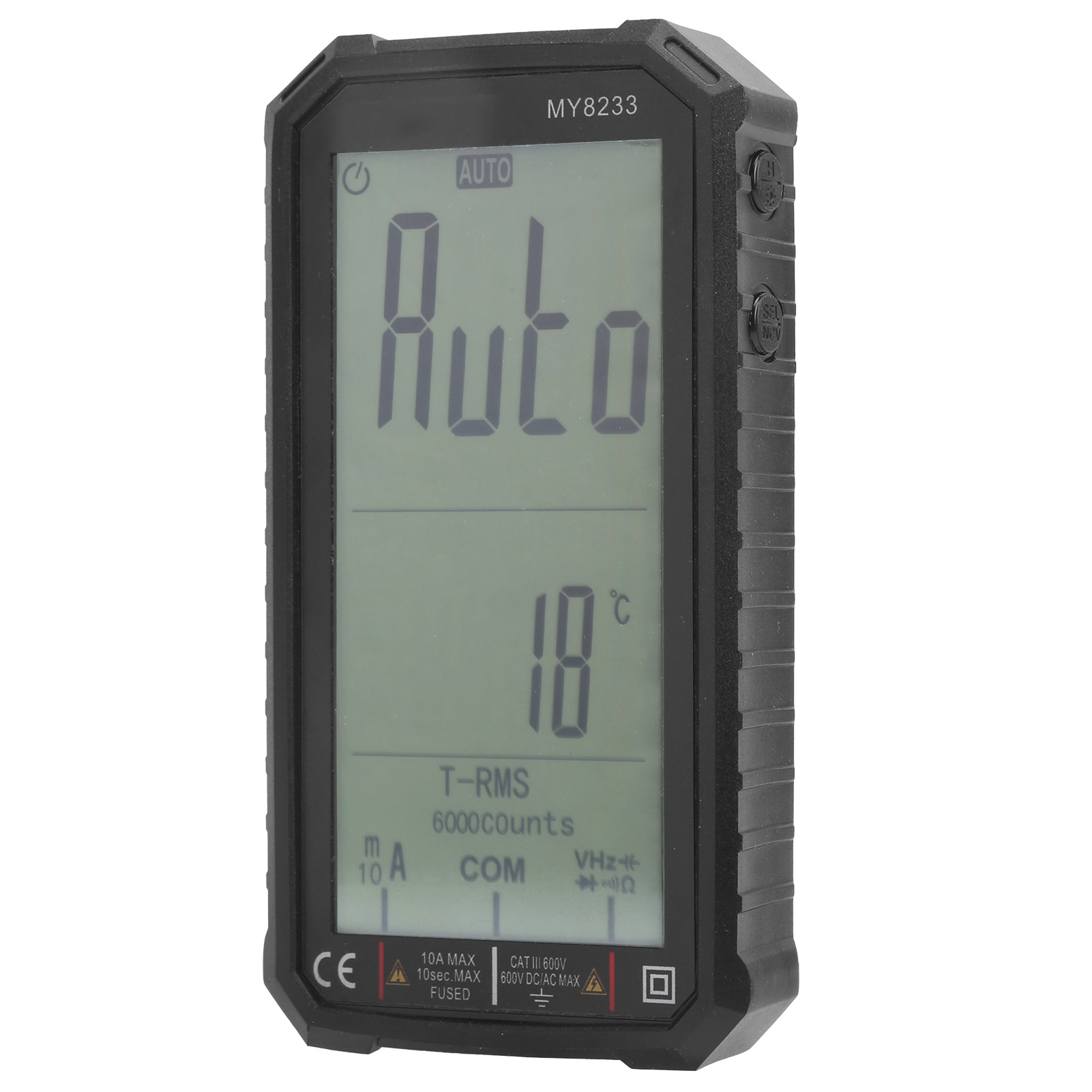 My8233 Digitales Multimeter Mit Volldisplay, Zweifarbiger Hintergrundbeleuchtung, Gleich-/wechselstrom- Und Spannungsmesser