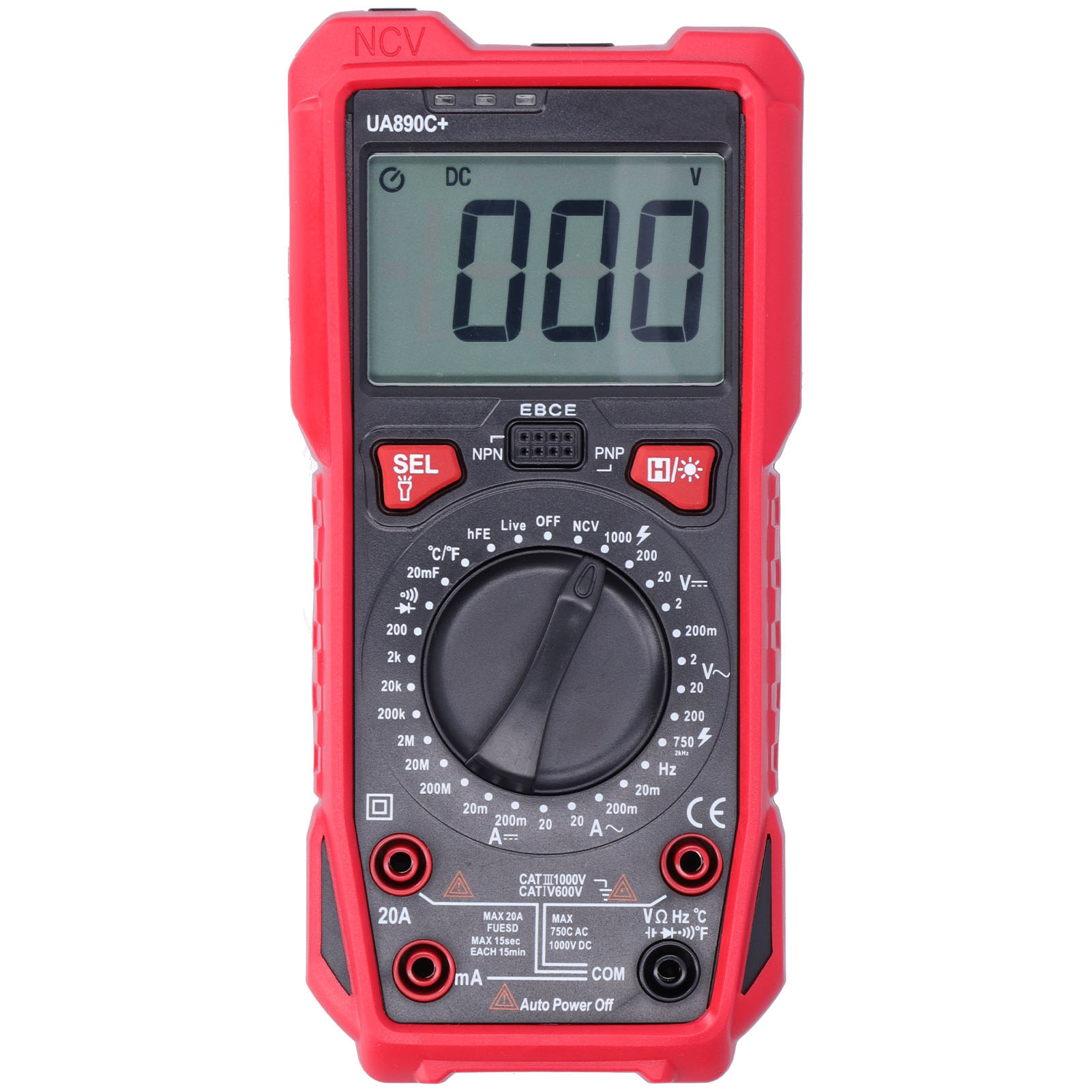Ua890c+ Multimeter Mit Hintergrundbeleuchtetem Lcd-bildschirm: Misst Spannung, Strom, Widerstand Und Kapazität.