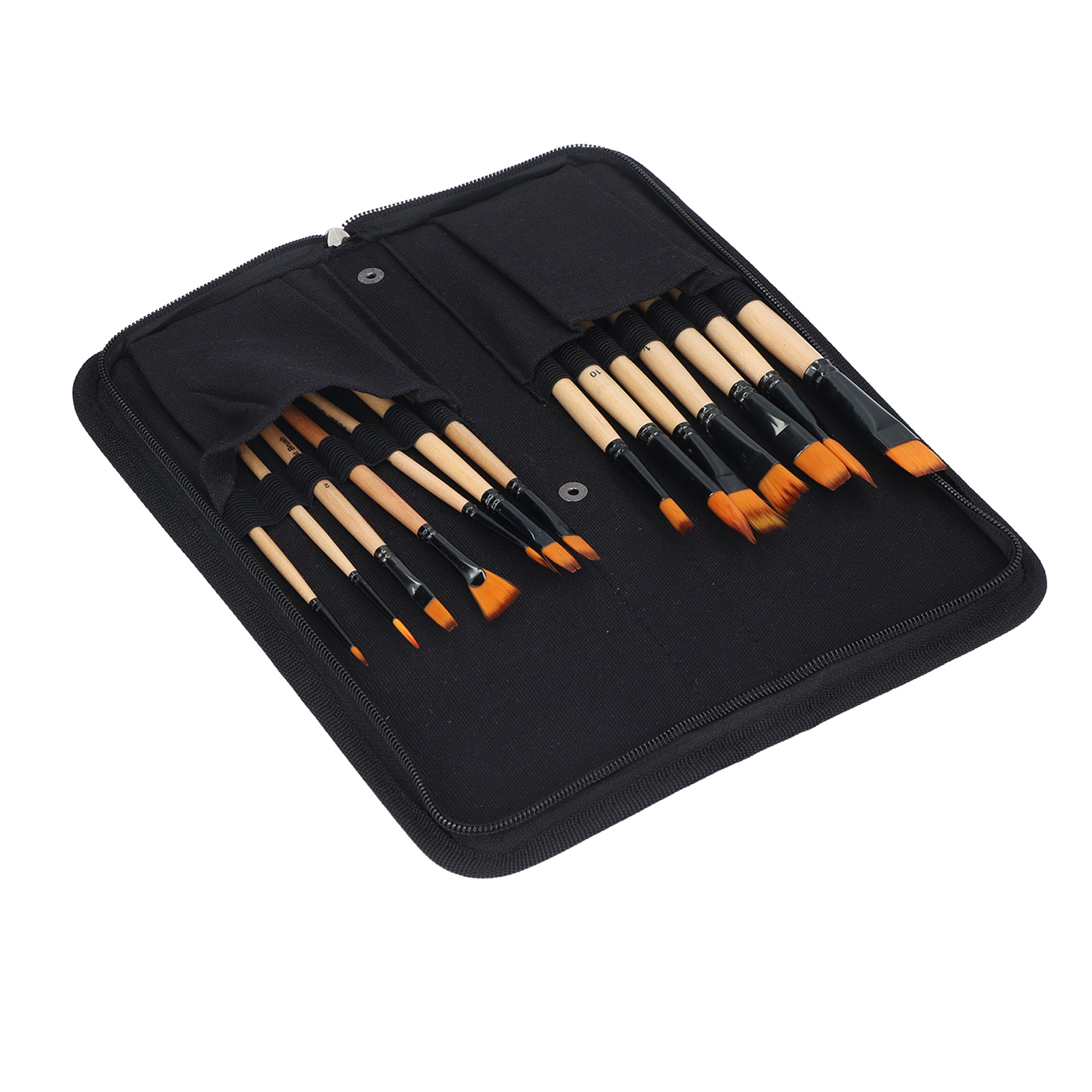 Set Mit 14 Acrylpinseln, Nylonspitzen, Gute Wasseraufnahme, Aluminiumhülse, Langlebig, Für Ölmalerei, Mit Aufbewahrungsbeutel.