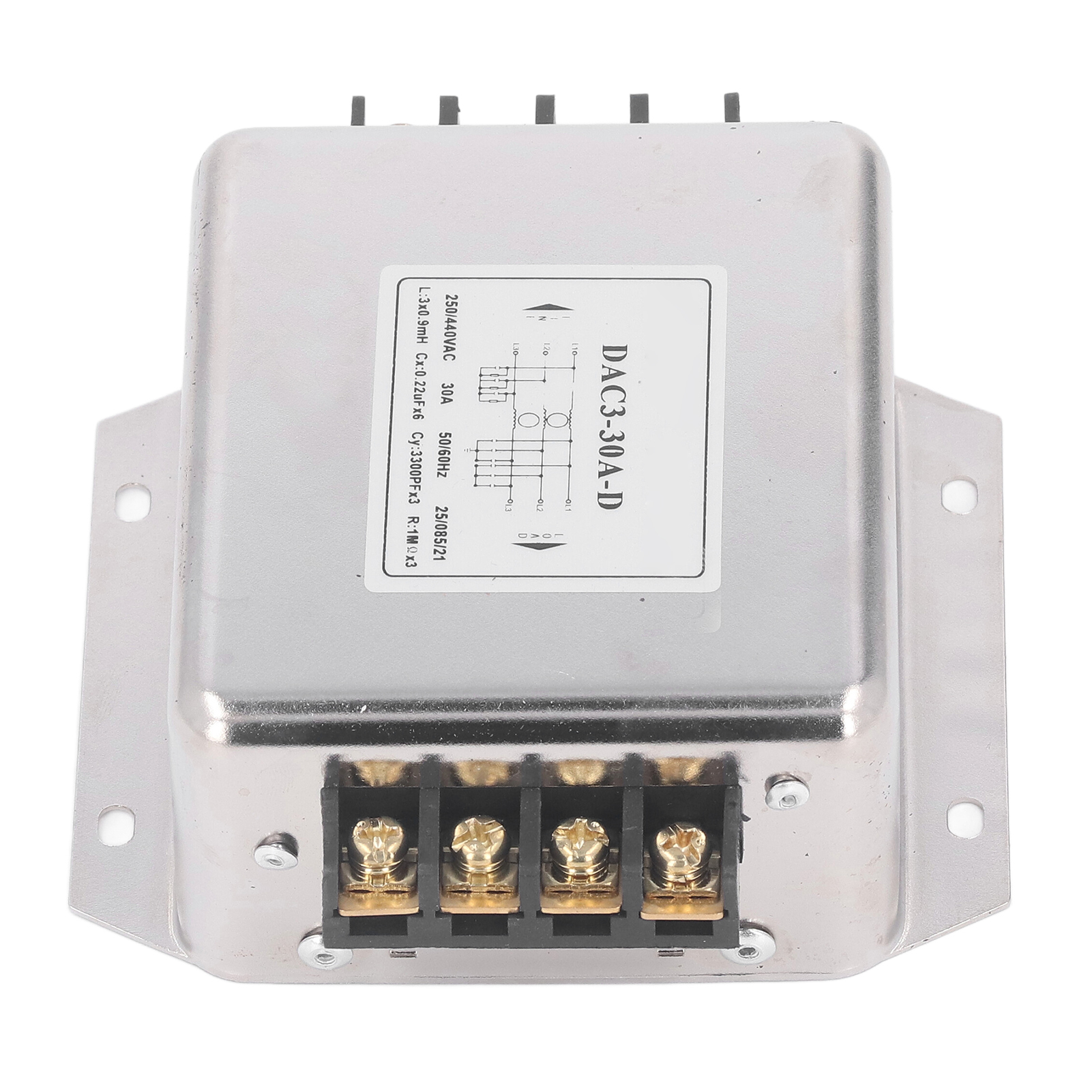 Dreiphasiger 3-leiter-anschlussblock Mit Entstörfilter Und Elektromagnetischer Interferenzunterdrückung (emi) Für 250 V/440 V Wechselstrom, 50/60 Hz Stromversorgung
