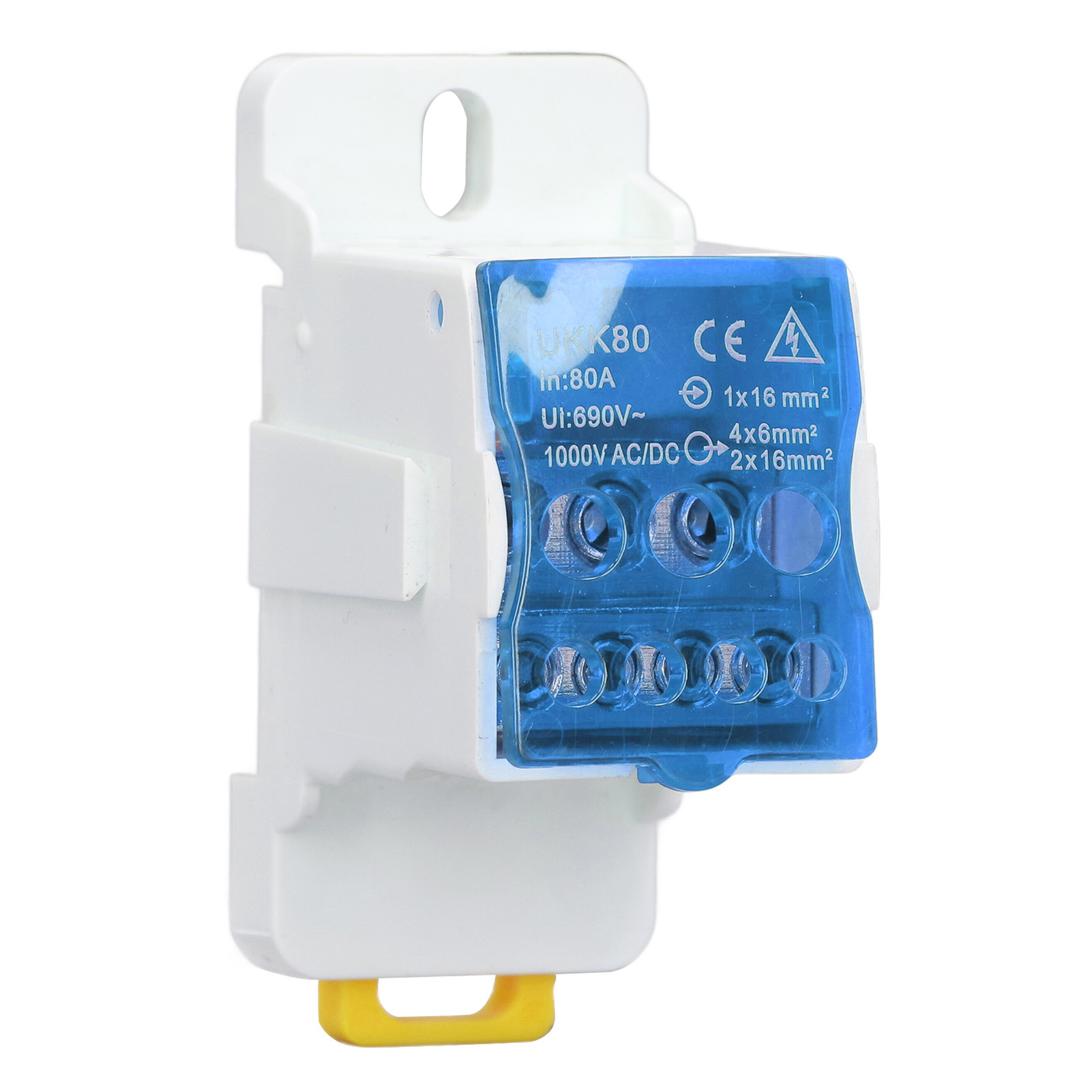 Din-schienen-klemmenblock-verteilerkasten 690 V 80 A, Mit Messing-verbindungsklemmen Für Spleißbare Leiter, Für Haushaltsgeräte (blau).
