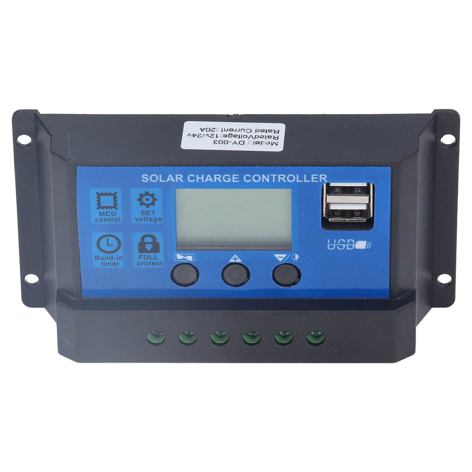 Solarladeregler Mit Lcd-bildschirm, Automatischer Erkennung, 2 Intelligenten Usb-anschlüssen (5 V, 20 A, 12 V/24 V)