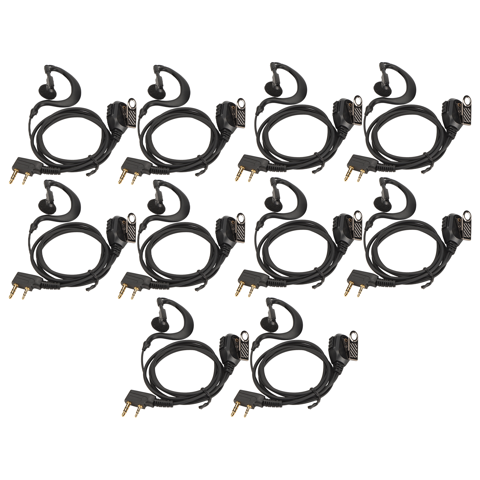 Set Mit 10 Universellen Zwei-wege-funk-headsets Mit K-stecker, 2-polig, Galvanisierter Oberfläche Und Mikrofon