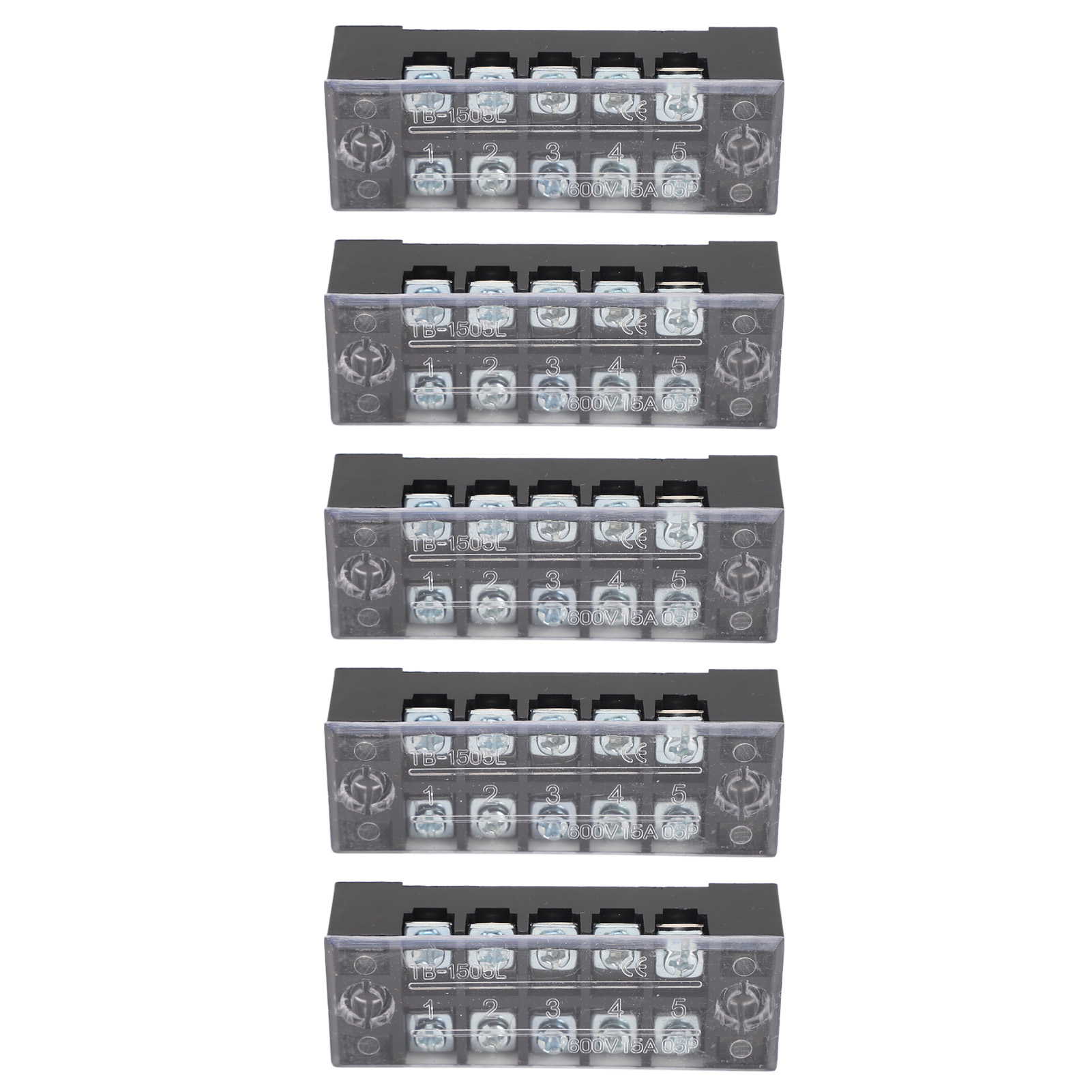 Satz Mit 5 Elektrischen Verteilerblöcken Mit M3-schraubklemmen, 5 Anschlüssen, 600 V 15 A Sammelschiene Für Automobil- Und Schiffsanwendungen