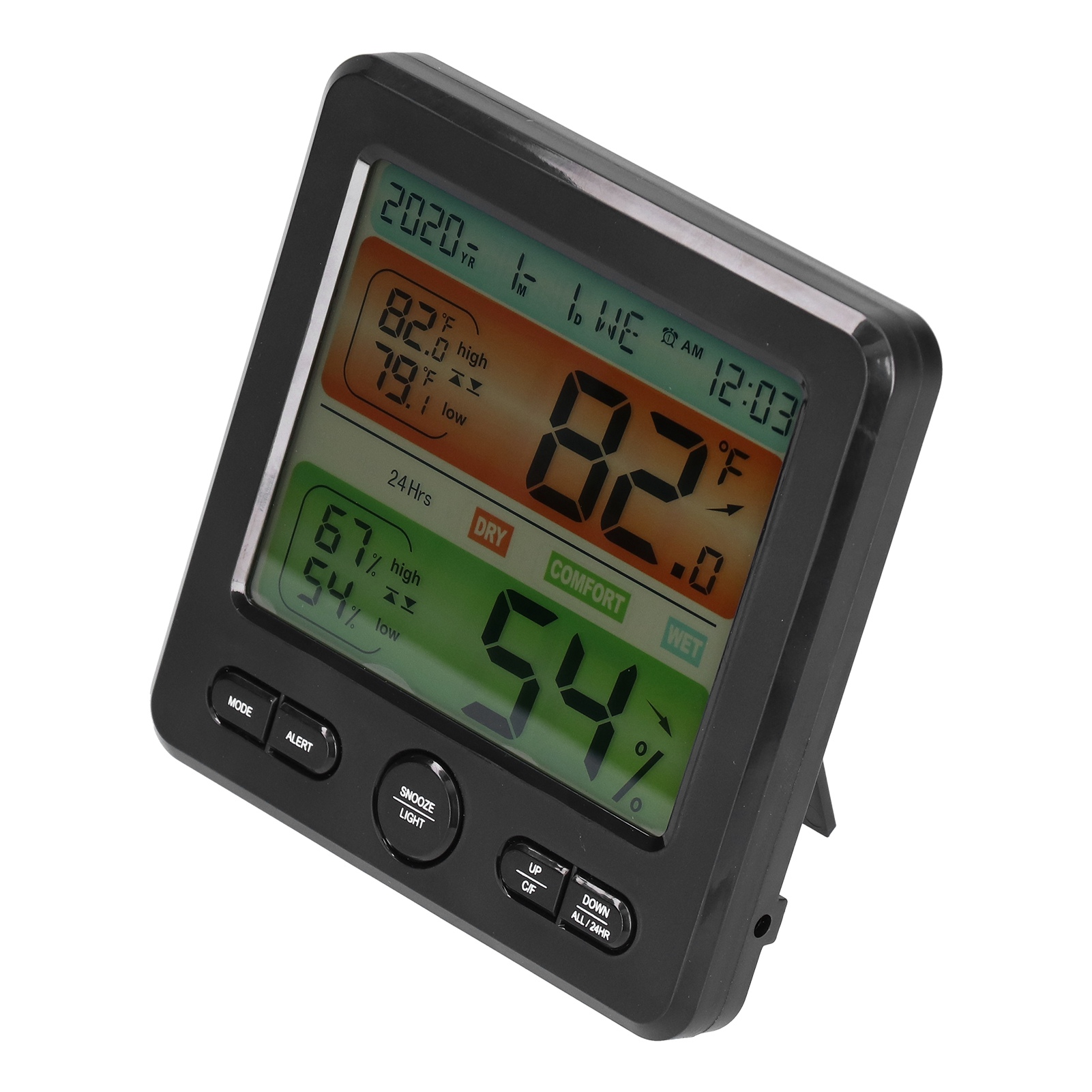Elektronisches Thermometer-hygrometer Mit Großem Display Und Digitaler Anzeige Von Raumtemperatur Und Luftfeuchtigkeit, Modell Ts-6211, Schwarz