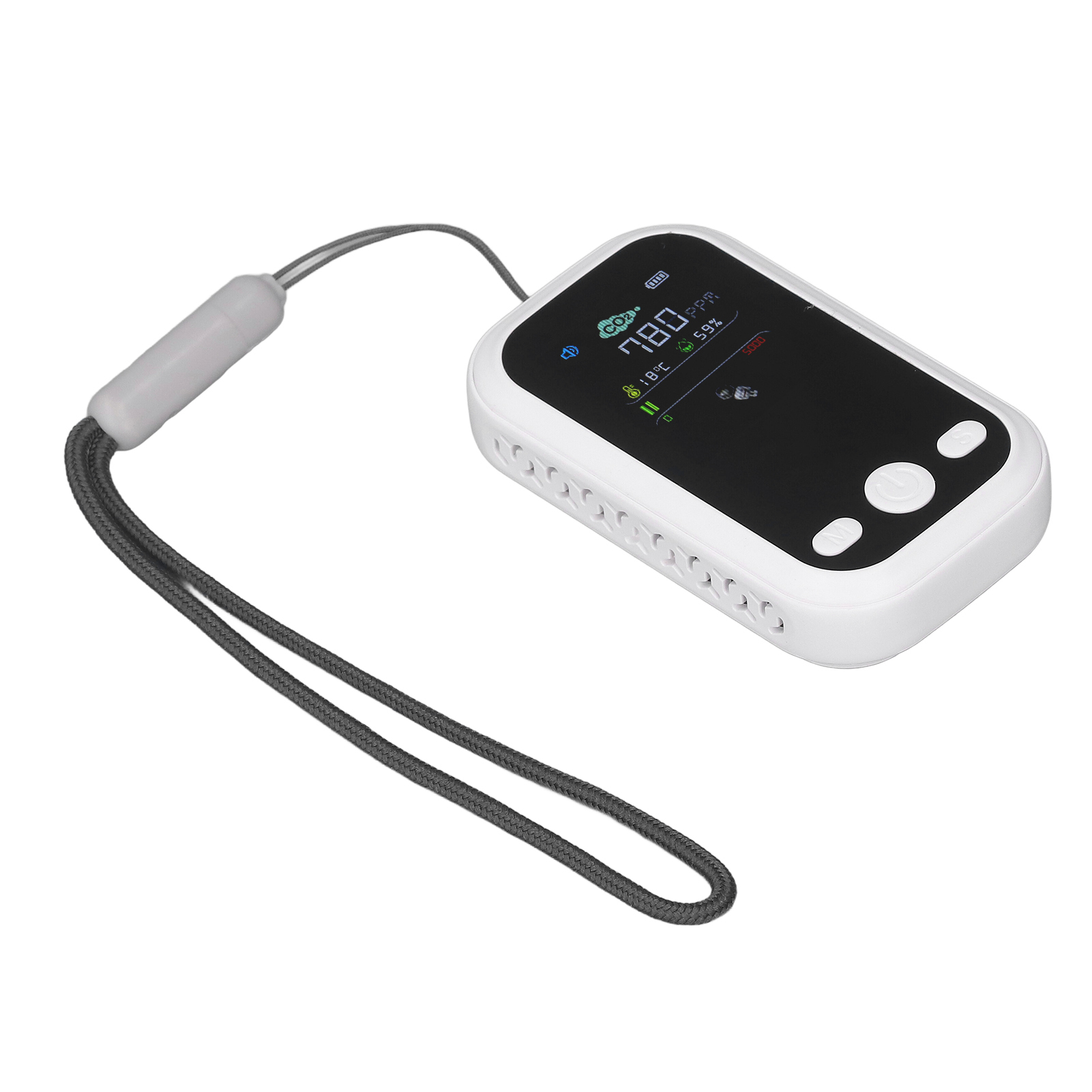 Ndir-co₂-detektor, Usb-c-ladegerät, Tragbares Temperatur- Und Feuchtigkeitsmessgerät, Weißer Luftqualitätsmonitor