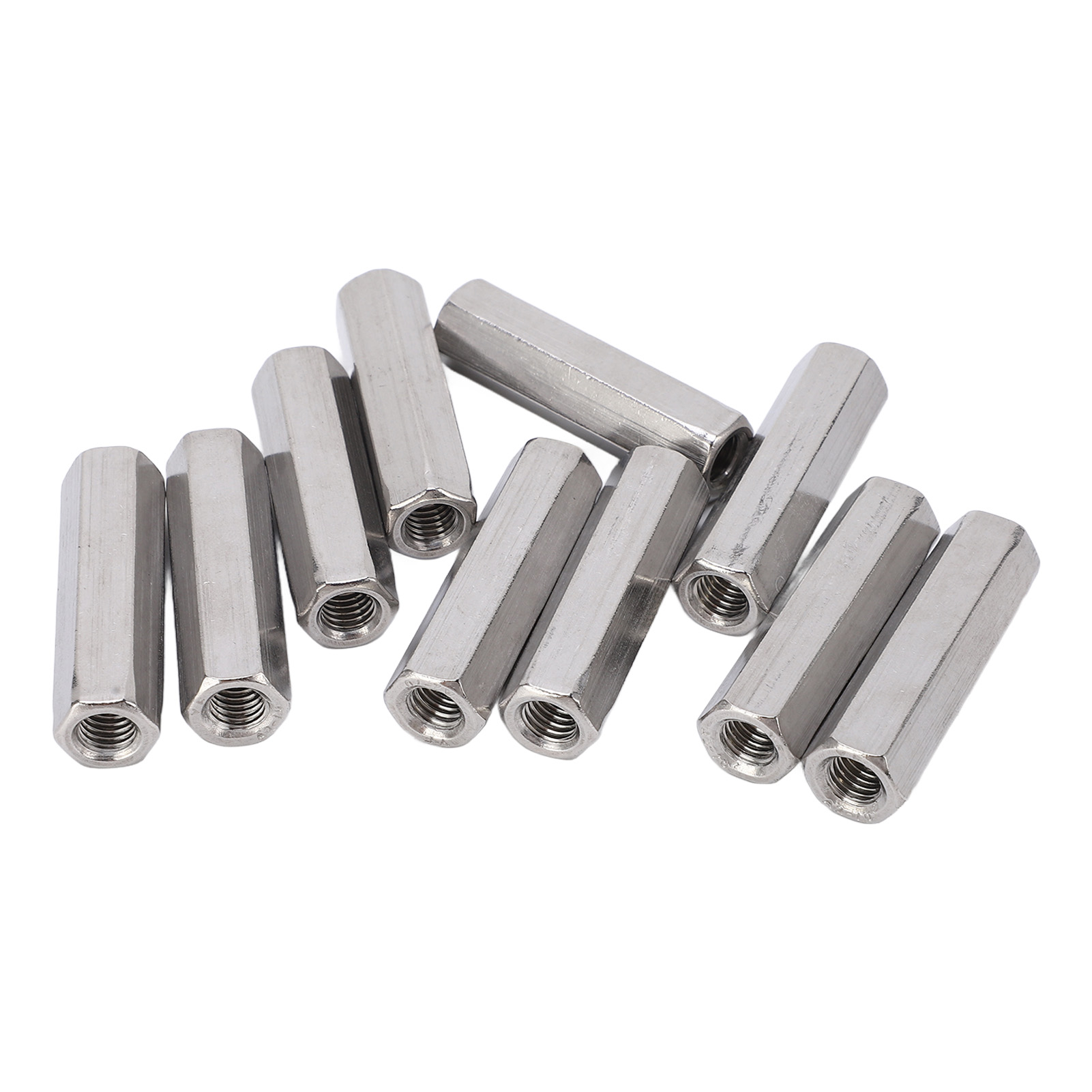 Satz Von 10 Sechskant-verbindungsmuttern, Verbinder Aus Edelstahl 304, Industriebefestigungselemente M8x1,25, Länge 13 Mm (l50 Mm).