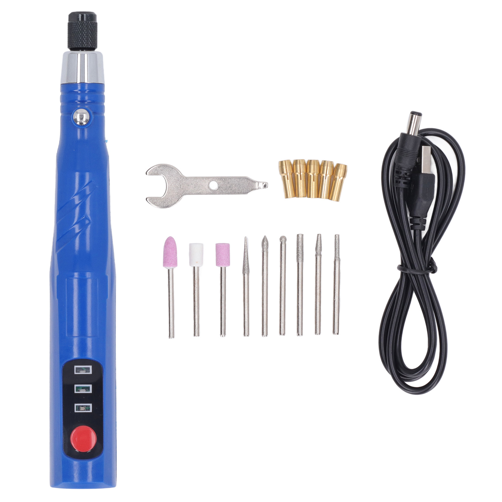 Elektrisches Polierset Mit Schleifstift, Tragbares, Kabelloses Mini-rotationswerkzeug, Wiederaufladbar Über Usb, 30 W, Blau