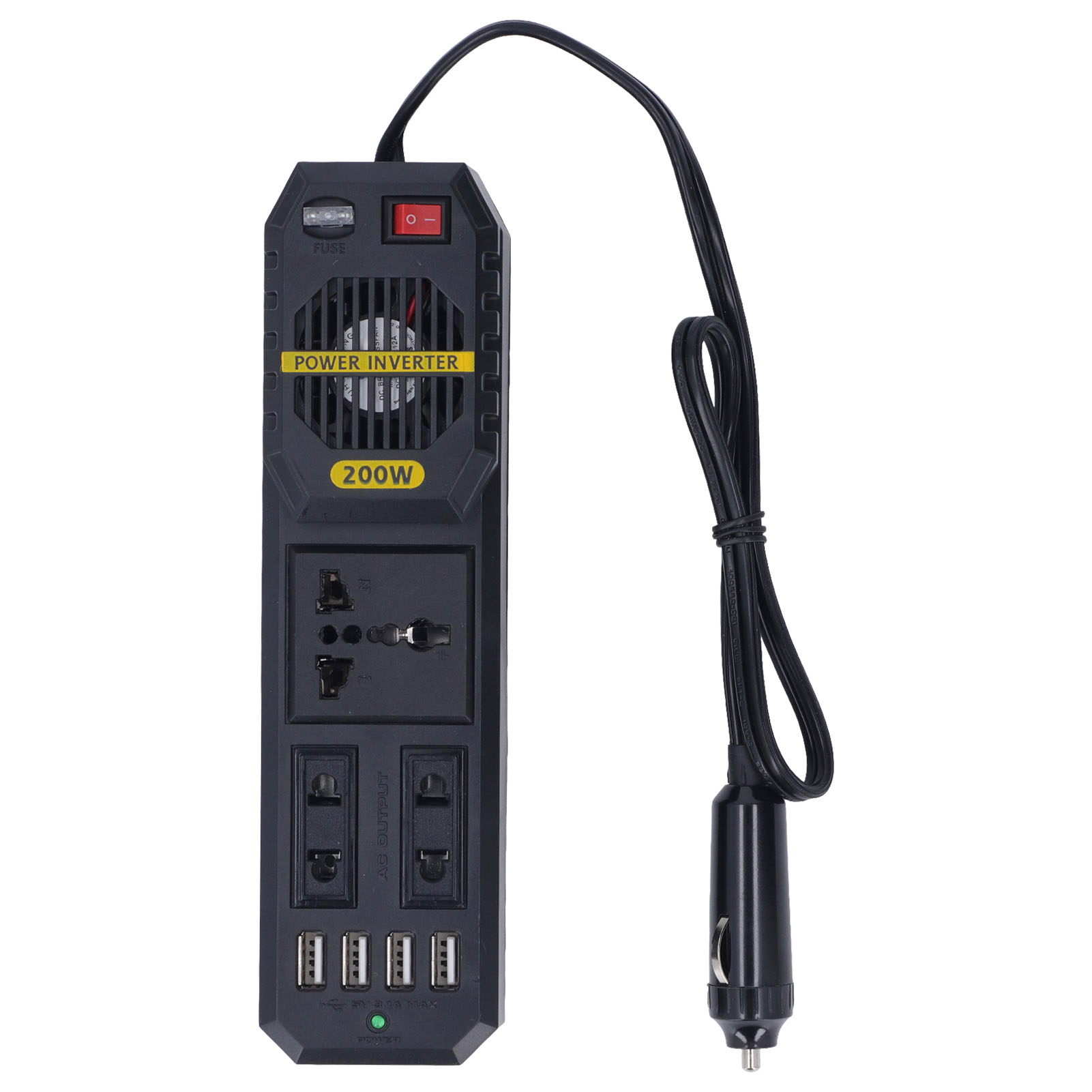 200-w-wechselrichter Für 12 V Bis 220 V Mit Pwm-modifizierter Sinuswelle, Usb-anschlüssen Und 4,1 A