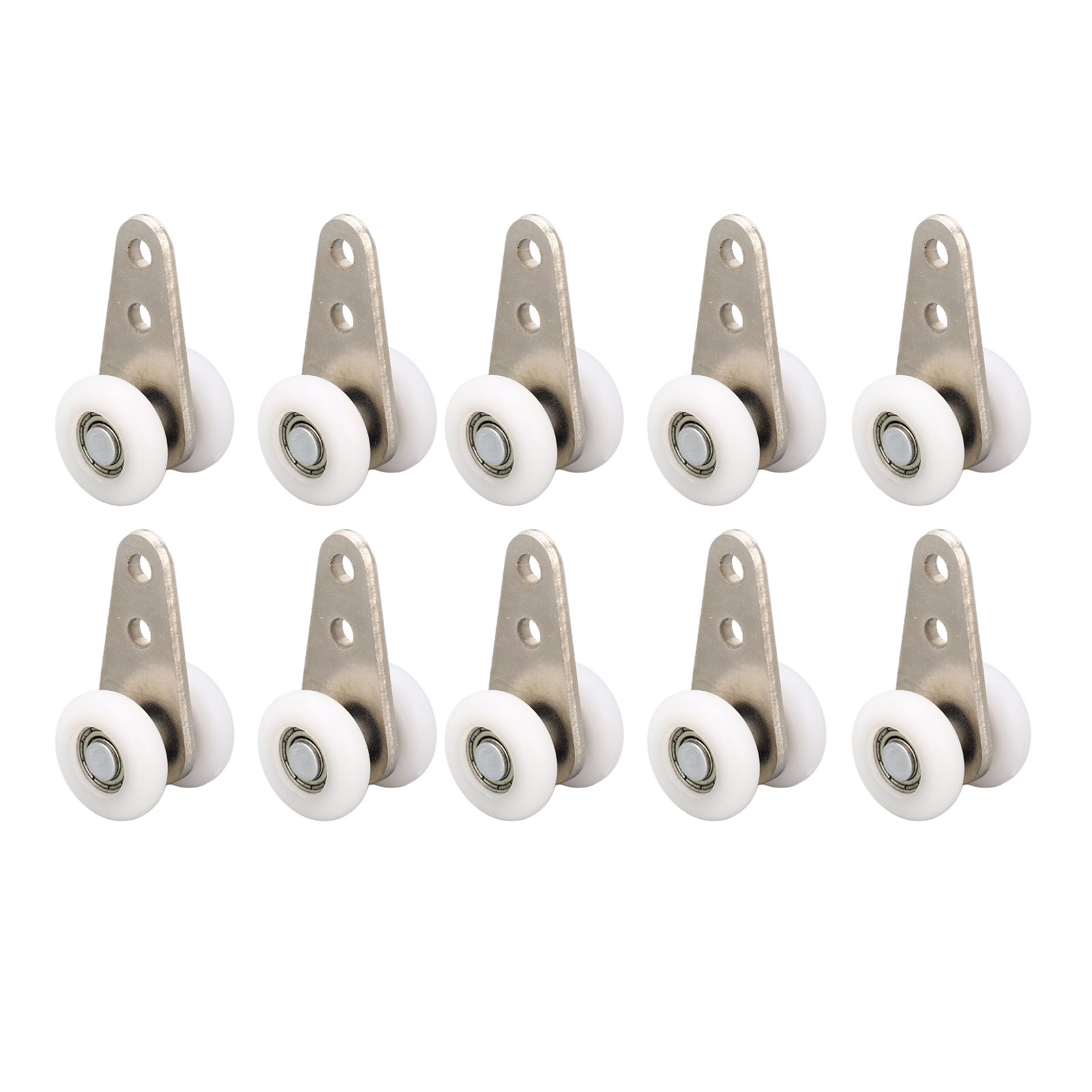 Packung Mit 10 Nylonrollen (23 Mm) Mit Edelstahlhalterung Für Schiebetüren Oder -fenster (weiß).