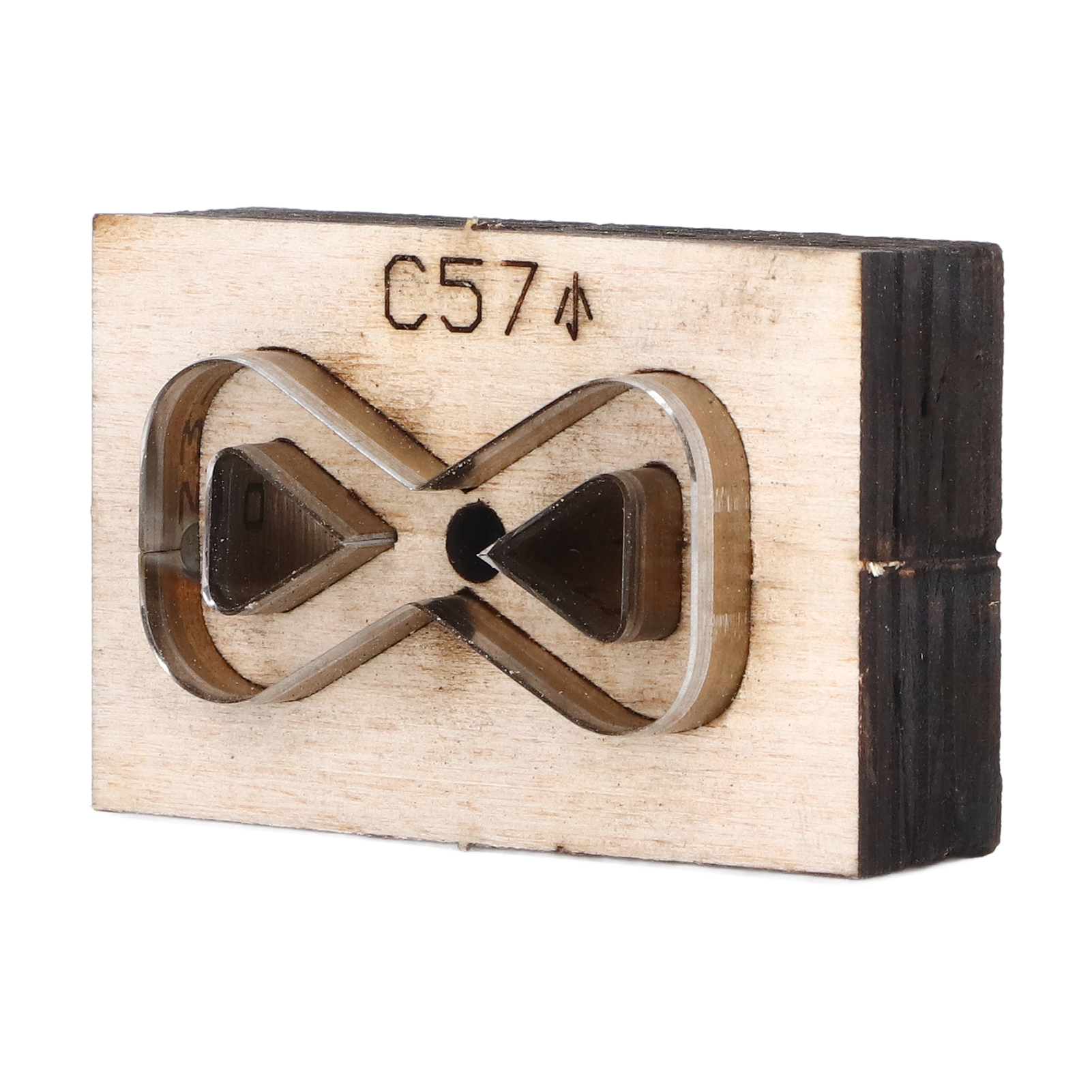 Lederschneidmatrize C57, Sanduhrform, Robuster Stahl, Hohe Schärfe, Leichtes Schneiden, Dicke Basis, Lederschneidstreifen