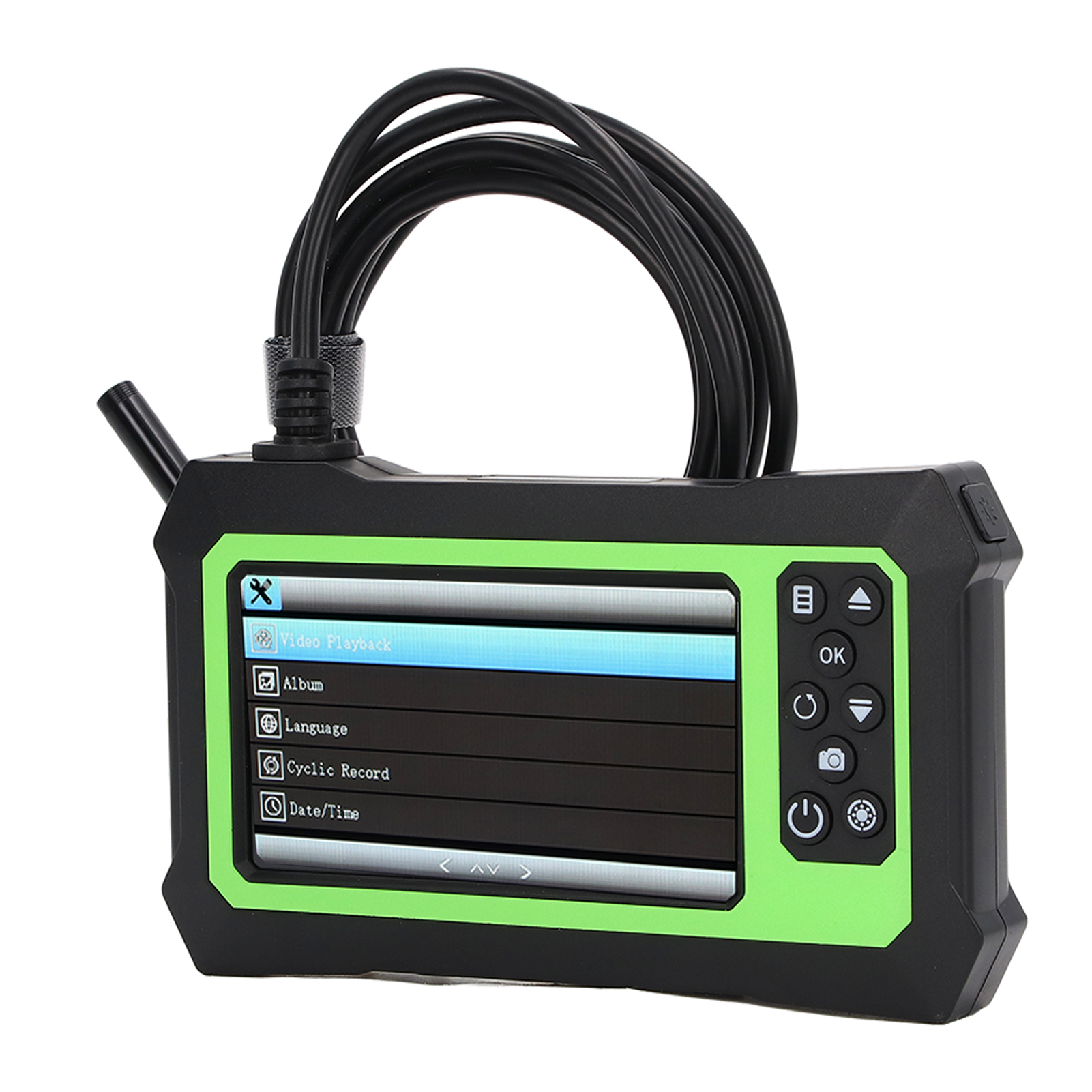 Endoskop Mit 8-mm-objektiv, 4,3-zoll-lcd-bildschirm, Wasserdichter Ip67-endoskopkamera Für Inspektionszwecke, 2 M Reichweite, Grün