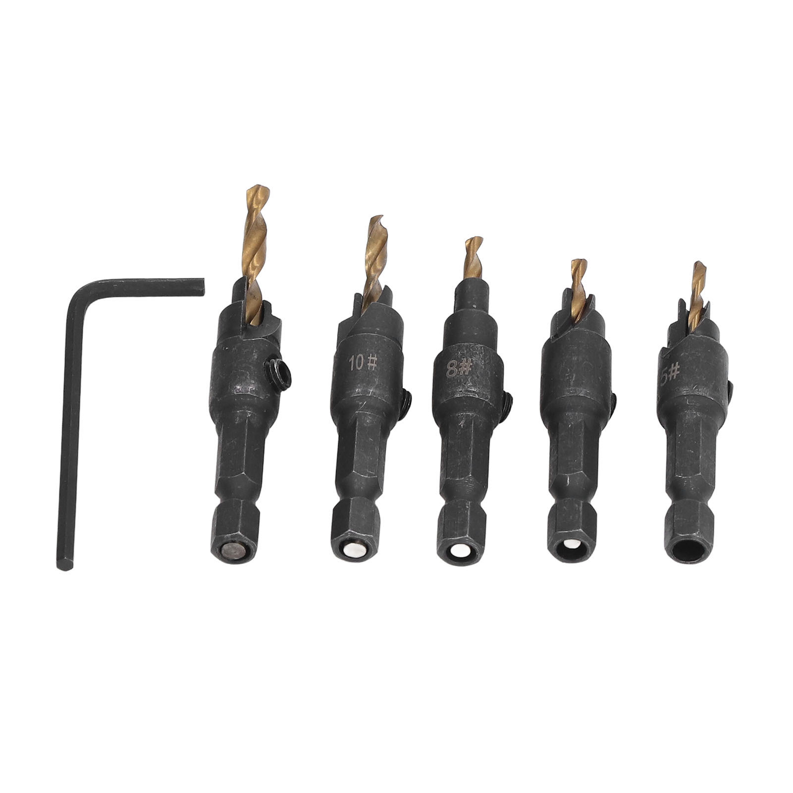Satz Mit 5 Fräsbohrern Von 5 Bis 12 Mm Aus Schnellarbeitsstahl.