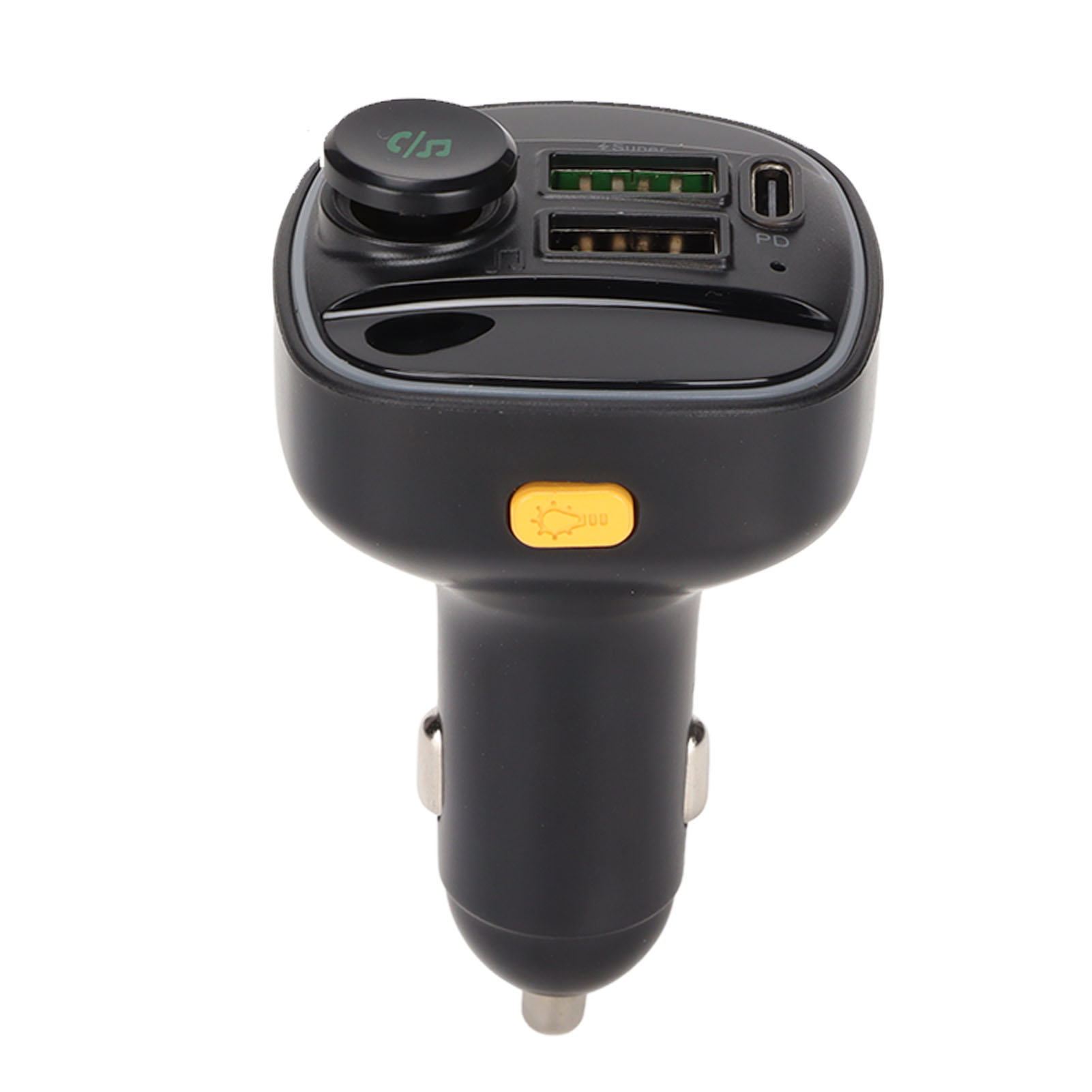 Autoladegerät Mit Drahtlosem Fm-radiosender, Zwei Usb-anschlüssen, Schnellladefunktion, Bluetooth-adapter Und Schwarzer Led-anzeige