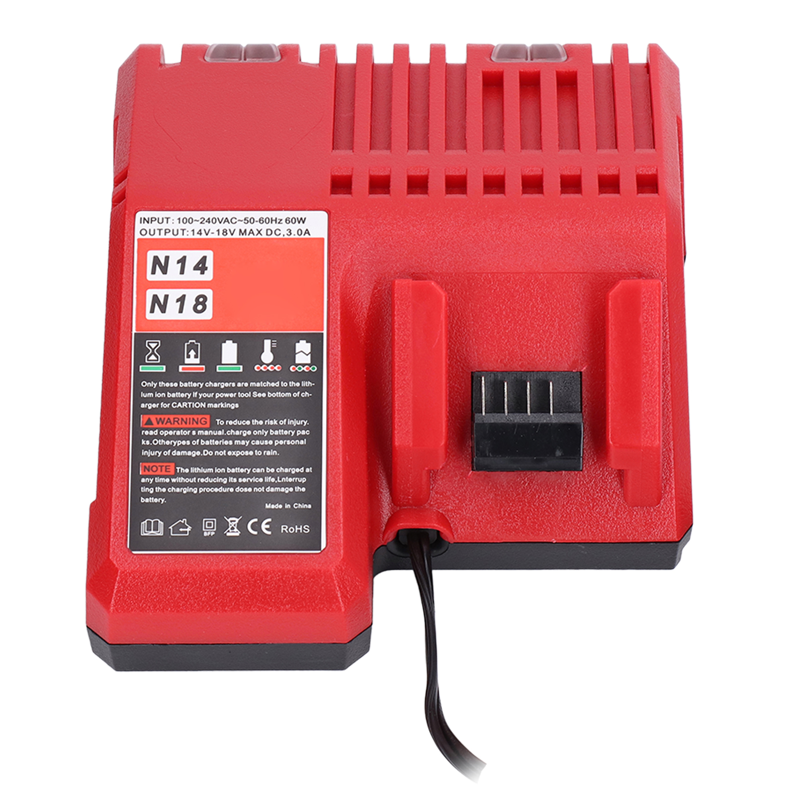 Ladegerät/erhaltungsgerät Für Lithiumbatterien, Eingangsspannung 100-240 V, Kompatibel Mit Milwaukee M14 Und M18jp Steckschlüsseln.