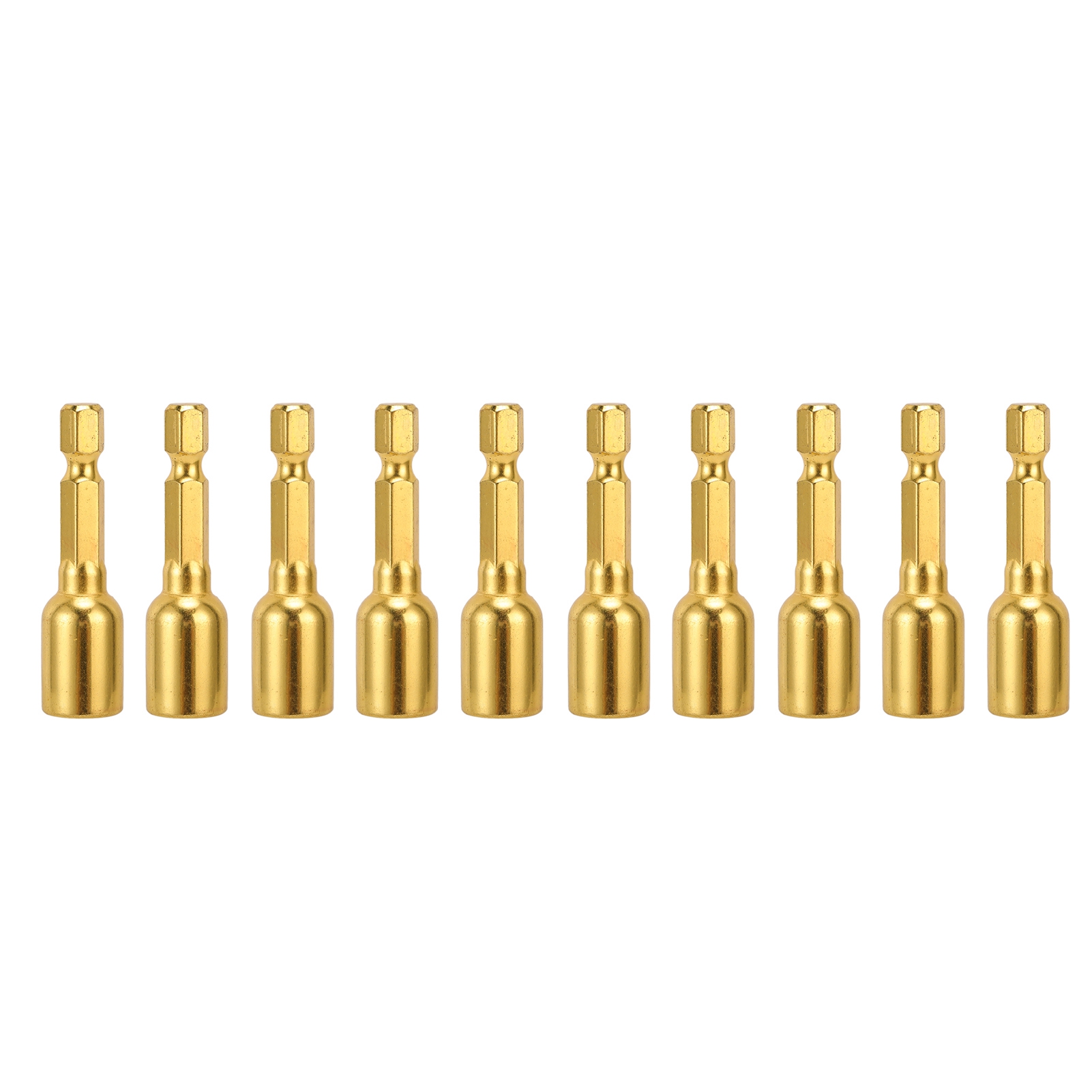 Set Mit 10 Magnetischen Sechskant-schraubendreherbits M8x48 Mm, 6,35 Mm (1/4 Zoll) Schaft, Goldfarben