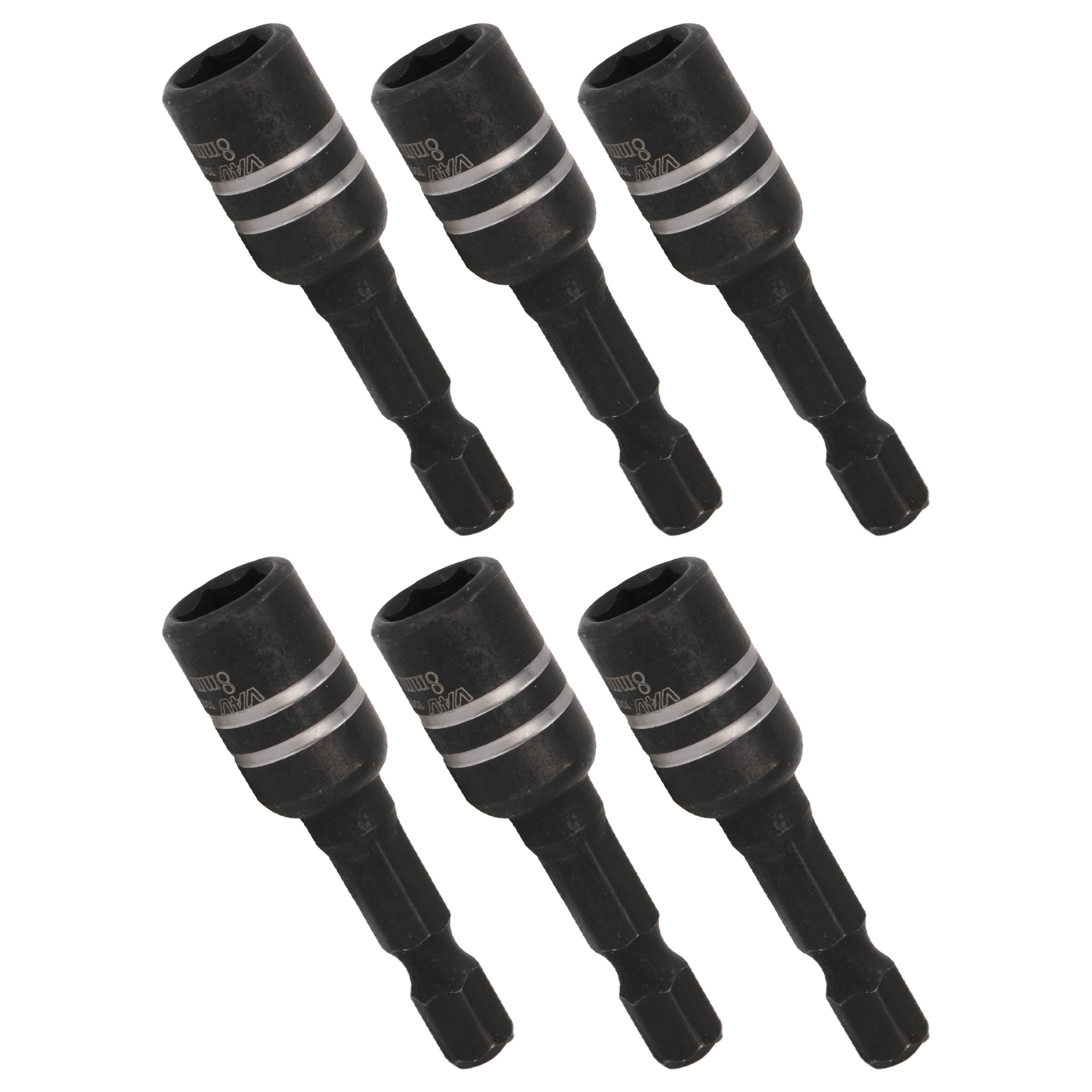 Set Mit 10 Magnetischen Sechskant-schraubendreherbits M8 X 48 Mm (6,35 Mm Schaft), Schwarz, Für Schlagbohrmaschinen