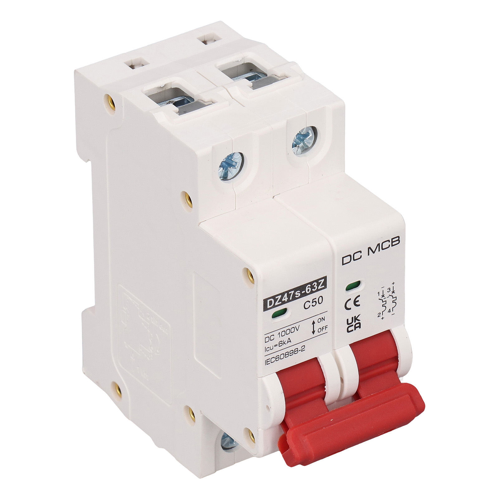 Sg Dc 2p 50a Miniatur-leistungsschalter, Dc 1000 V, 6000 A Schaltvermögen, Din-schienenmontage Für Dz47s 63z C50 Solar-photovoltaiksystem