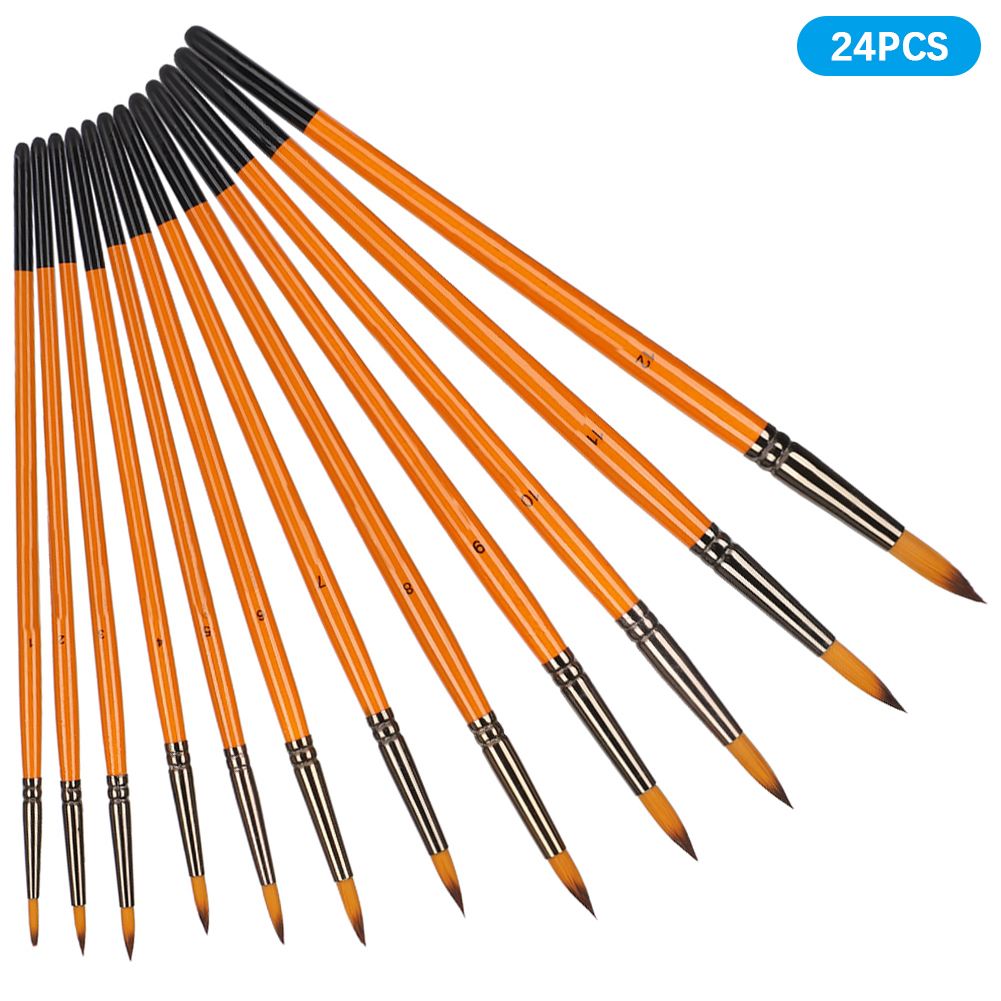 Künstlerpinsel-sets Mit Schwarzem Stiel, Zweifarbig, Aus Nylon Und Wolle, Für Aquarellfarben, Malwerkzeug Für Schüler.