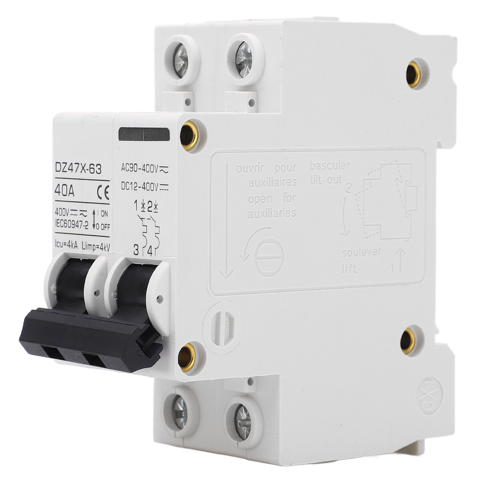 Miniatur-zweipol-din-schienen-leistungsschalter Für Photovoltaikanlagen, Dc 12–400 V, Ac 90–400 V, 40 A