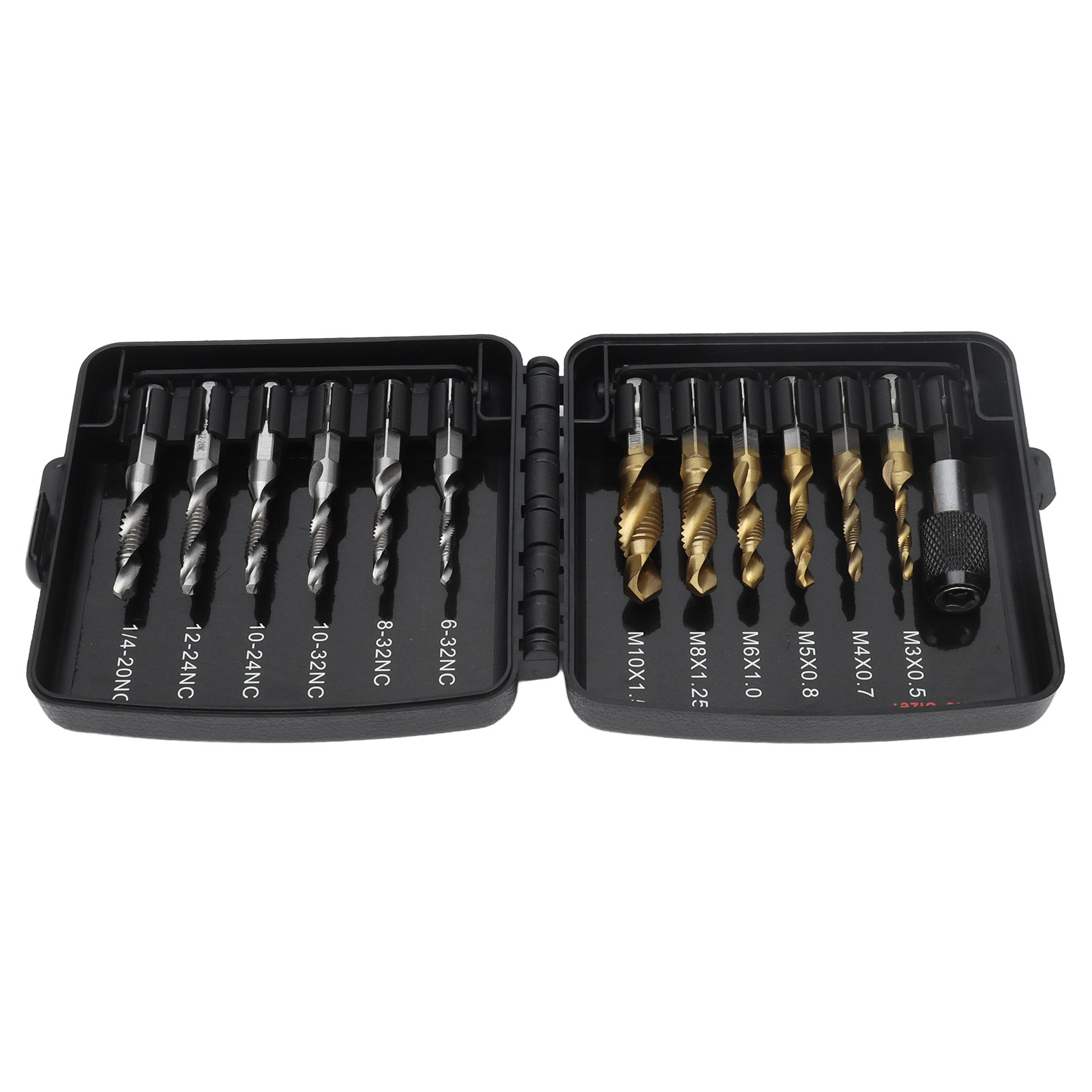 Titanbeschichteter Metrischer Hss-kombinationsbohrer Und -gewindebohrer, Amerikanisches System, Pure 1/4"-schnellwechseladapter