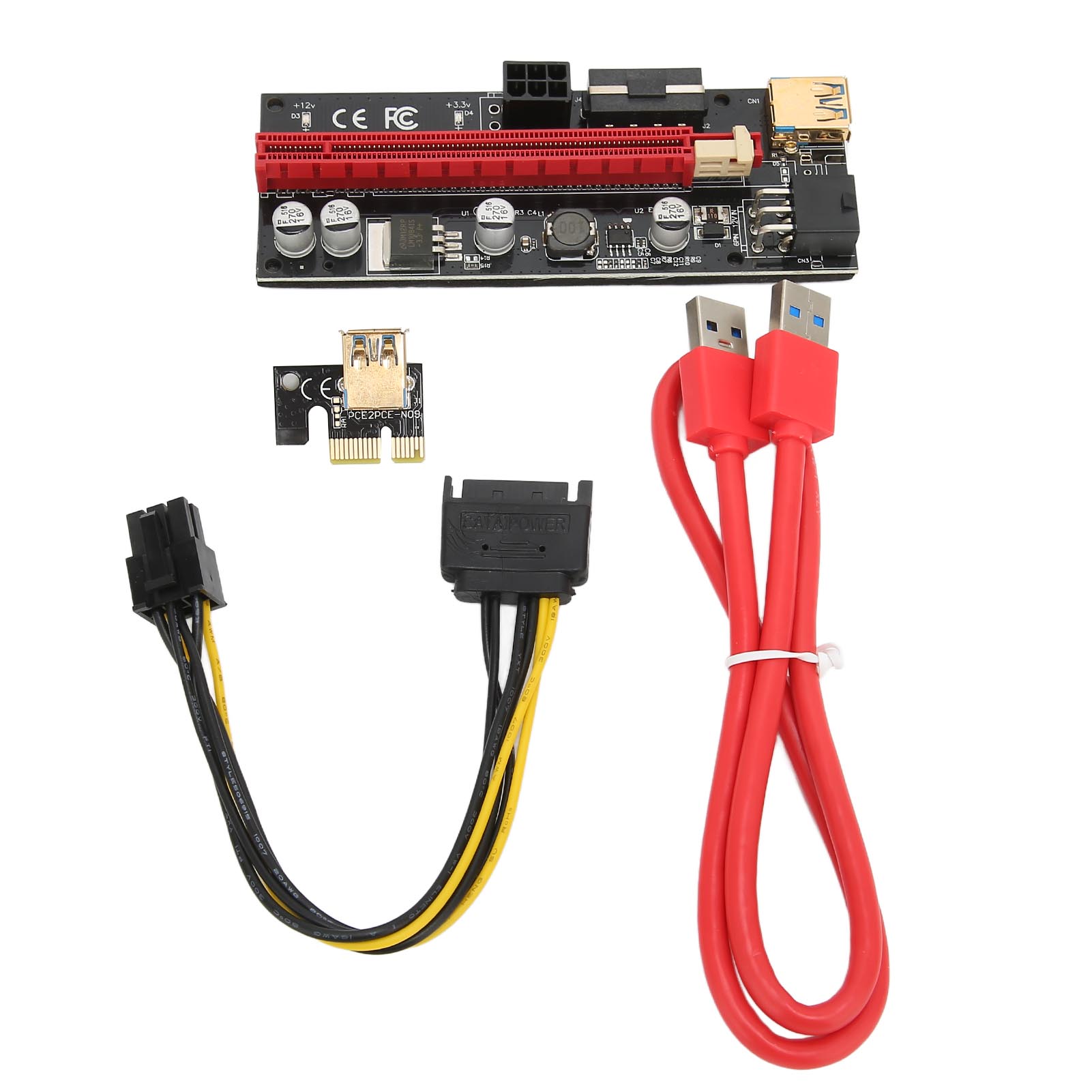 Pcie 1x Bis 16x Erweiterungskarte, 4 Feststoffkondensatoren, 6-pin-schnittstelle, Usb-kabel, Festes Schleifendesign, Pcie Express-kabel Für Grafikkarte (rot)