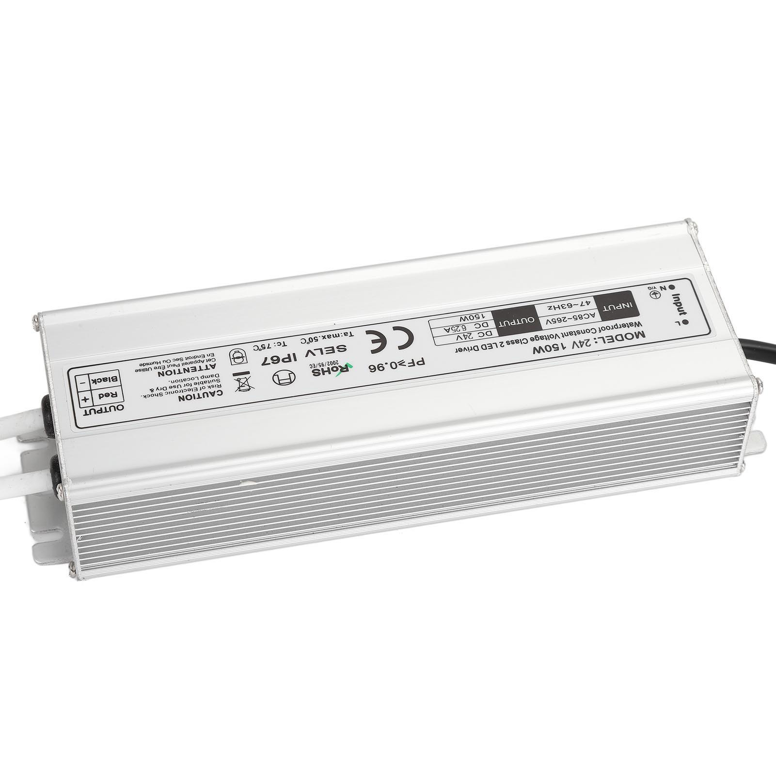 Ip67 Wasserdichtes Led-netzteil Mit Konstantspannung, 150-w-adaptertransformator, Ac85-265veu-stecker, 24 V 0-6,25 A Ausgang.