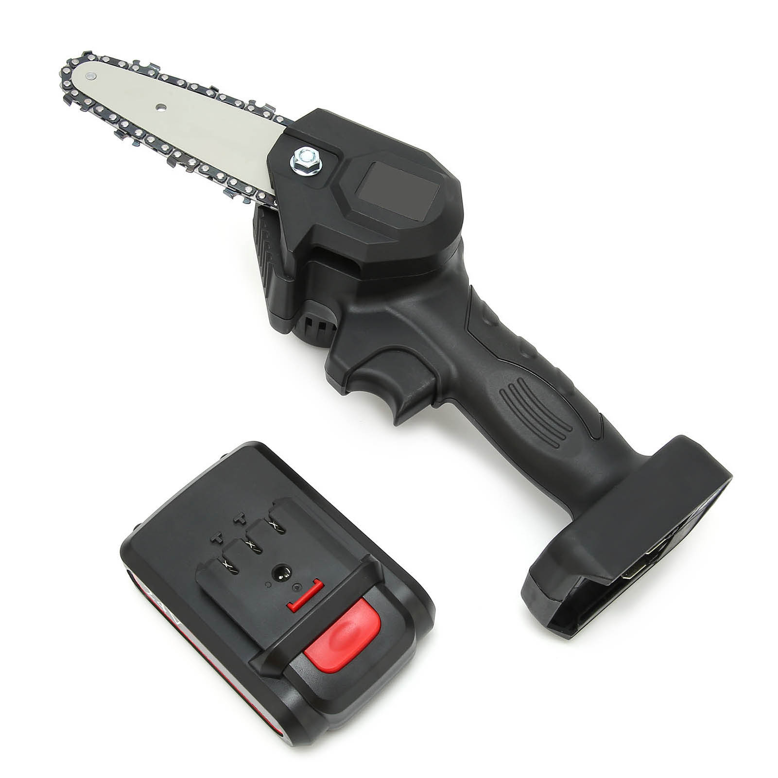Elektrische Mini-hand-gartensäge, Wiederaufladbar, Gartengerät F001, Schwarz, 110–240 V, Eu-stecker