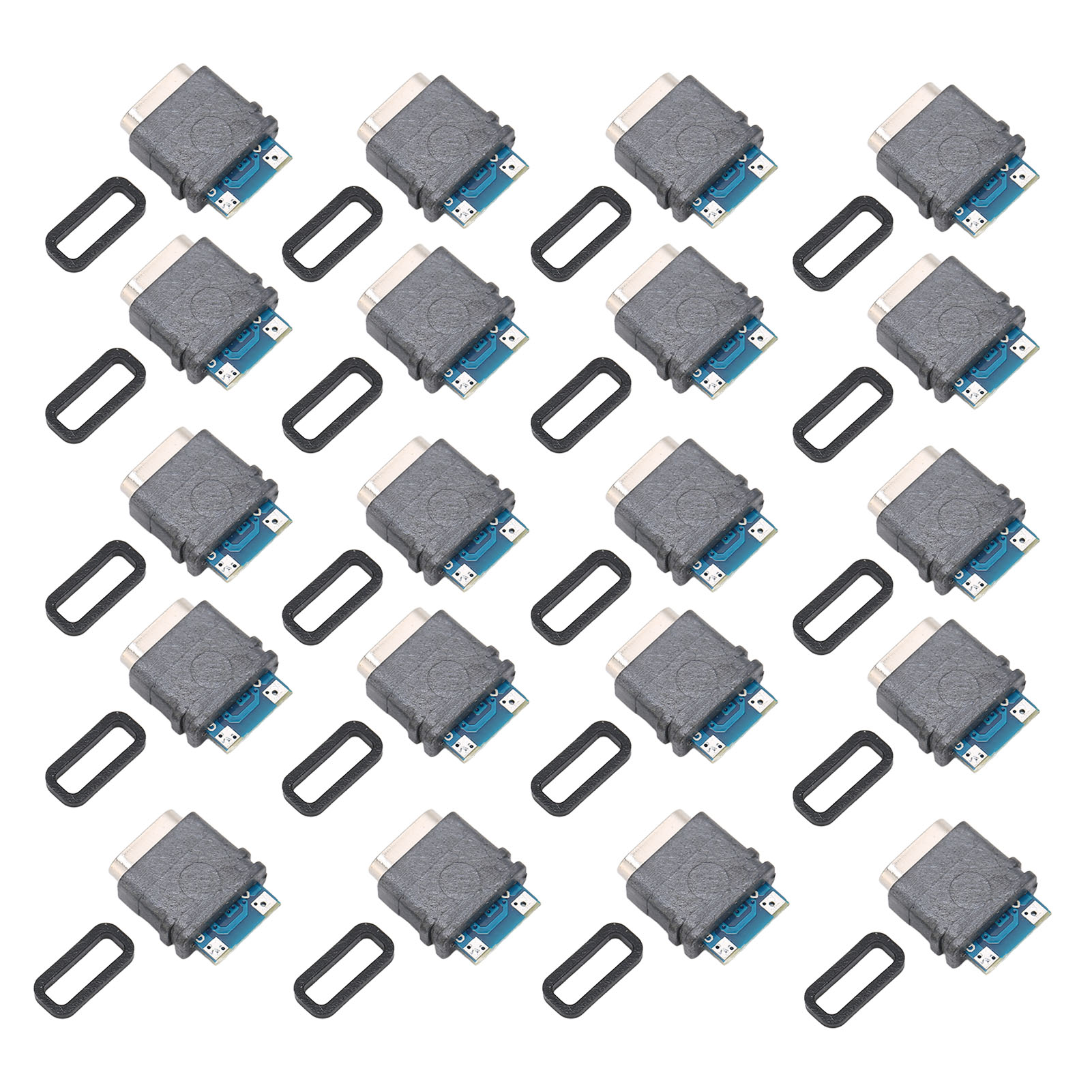 Packung Mit 20 Usb-c 14-poligen Weiblichen Steckverbindern Mit Zwei 5,1 Kω Widerständen, Wasserdicht Und Verlötet, Wiederaufladbar.