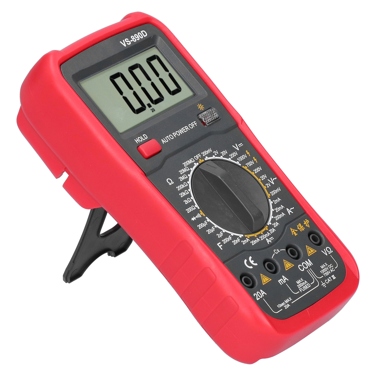 Digitalmultimeter Vs-890d, Wechsel-/gleichspannungs-, Strom- Und Widerstandsmessgerät Mit Automatischer Abschaltfunktion