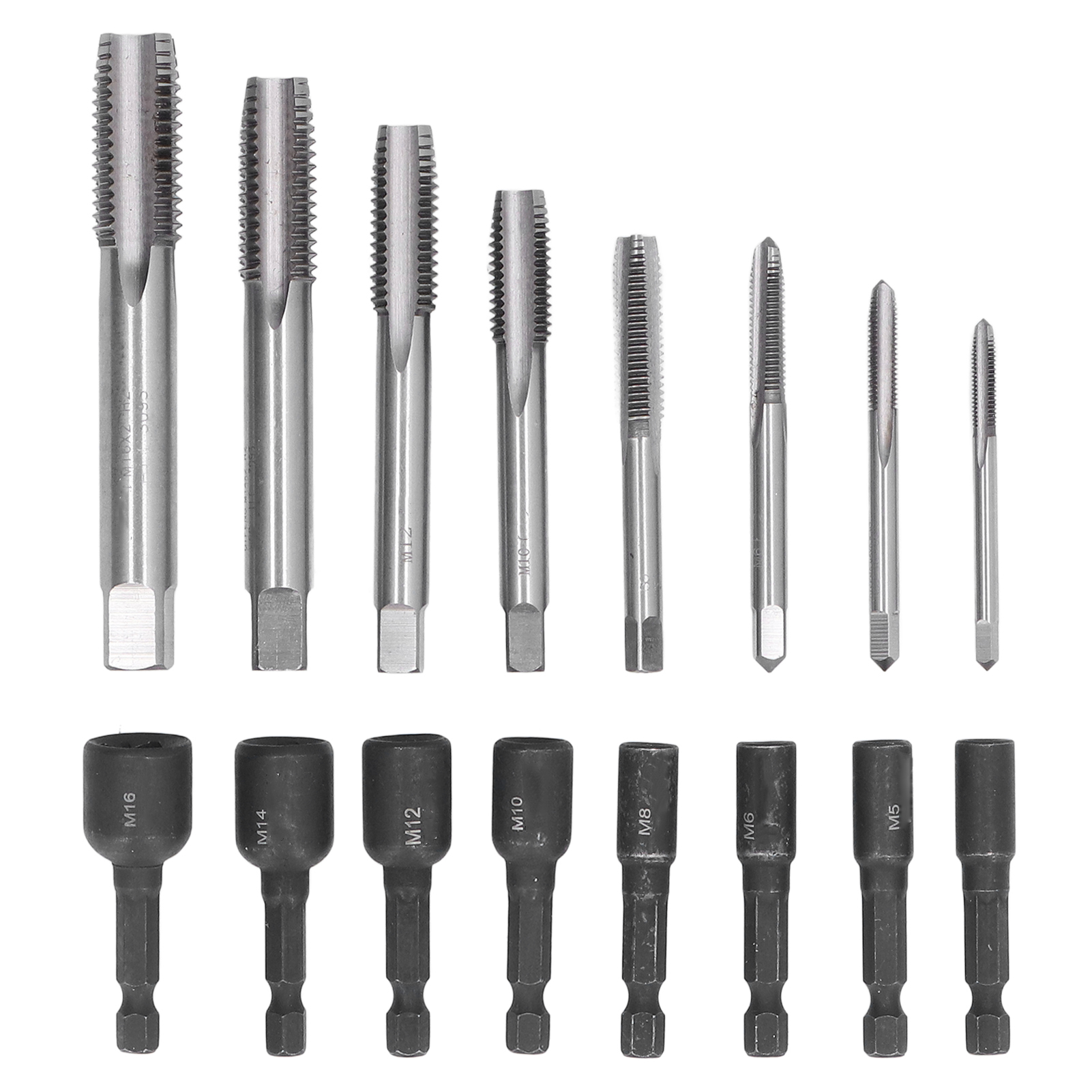 16-teiliger Gewindeschneid-steckschlüsselsatz, Verlängertes Gewindeschneidfutter Für Maschinen, 1/4"-sechskantschaft, Handwerkzeuge Aus Stahl