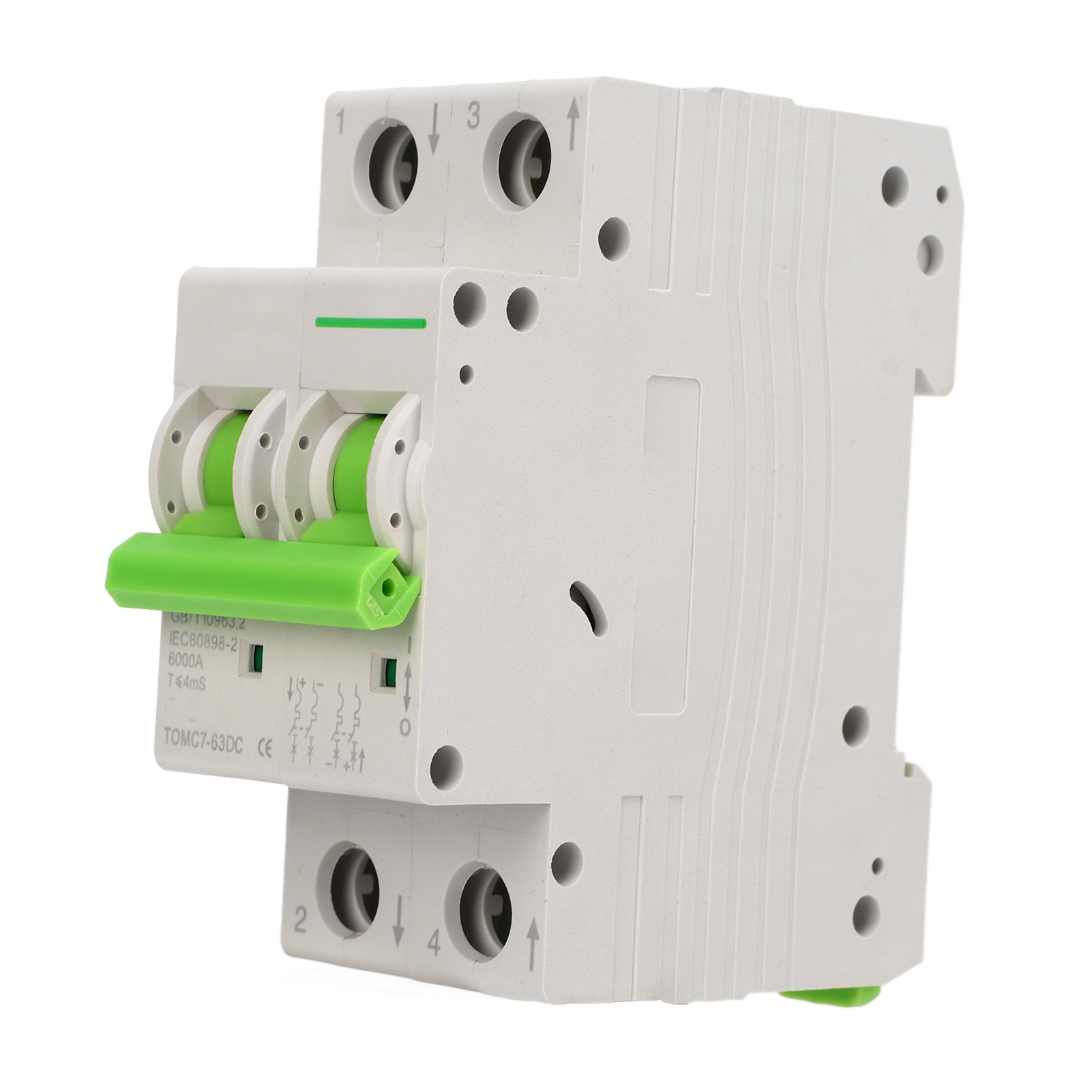 Miniatur-leistungsschalter Für Photovoltaikanlagen, 550 V Dc, Thermomagnetische Auslösung, 2-polig, 63 A