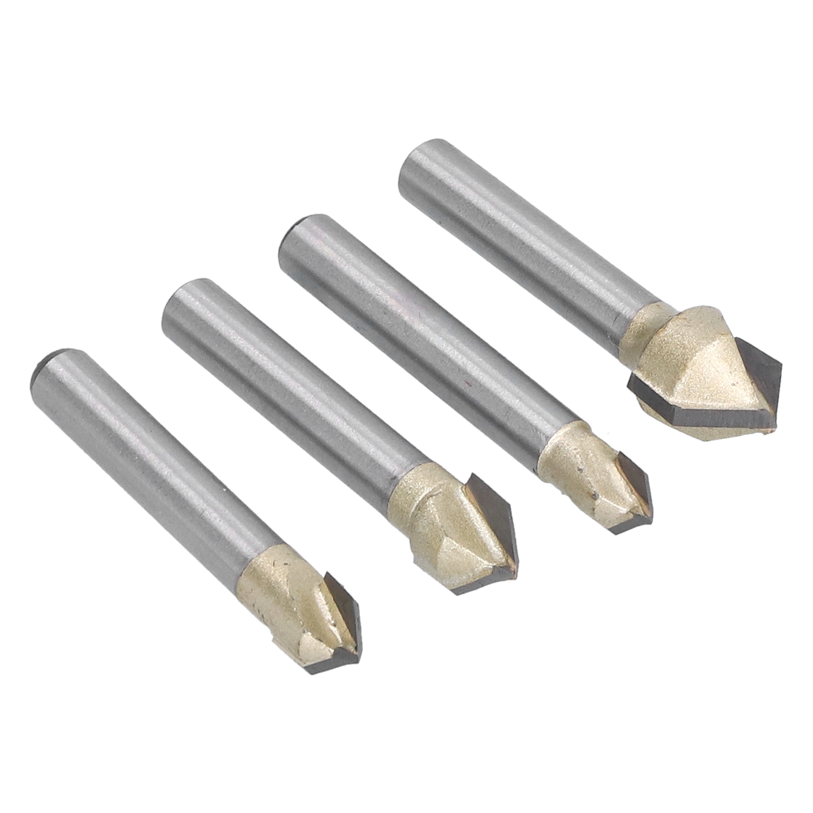 Satz Mit 4 Industriellen 90-grad-v-nutfräsern, Schnittdurchmesser 1/4", 5/16", 3/8" Und 1/2", 1/4" Schaft