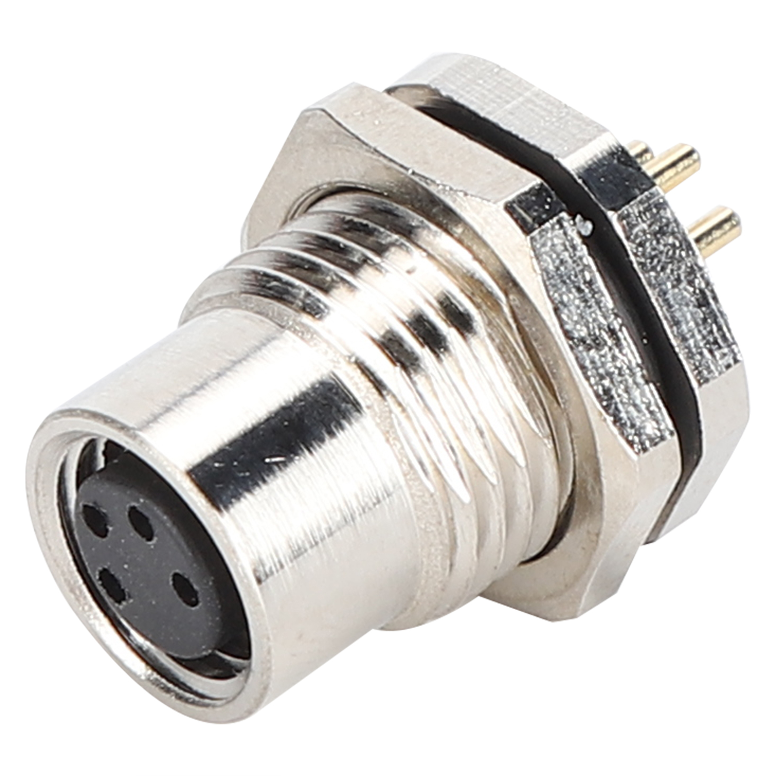 4-poliger M8-f3-s4-stecker, Wasserdicht Nach Ip67, Platinenmontage, Gehäuse Aus Vernickeltem Messing