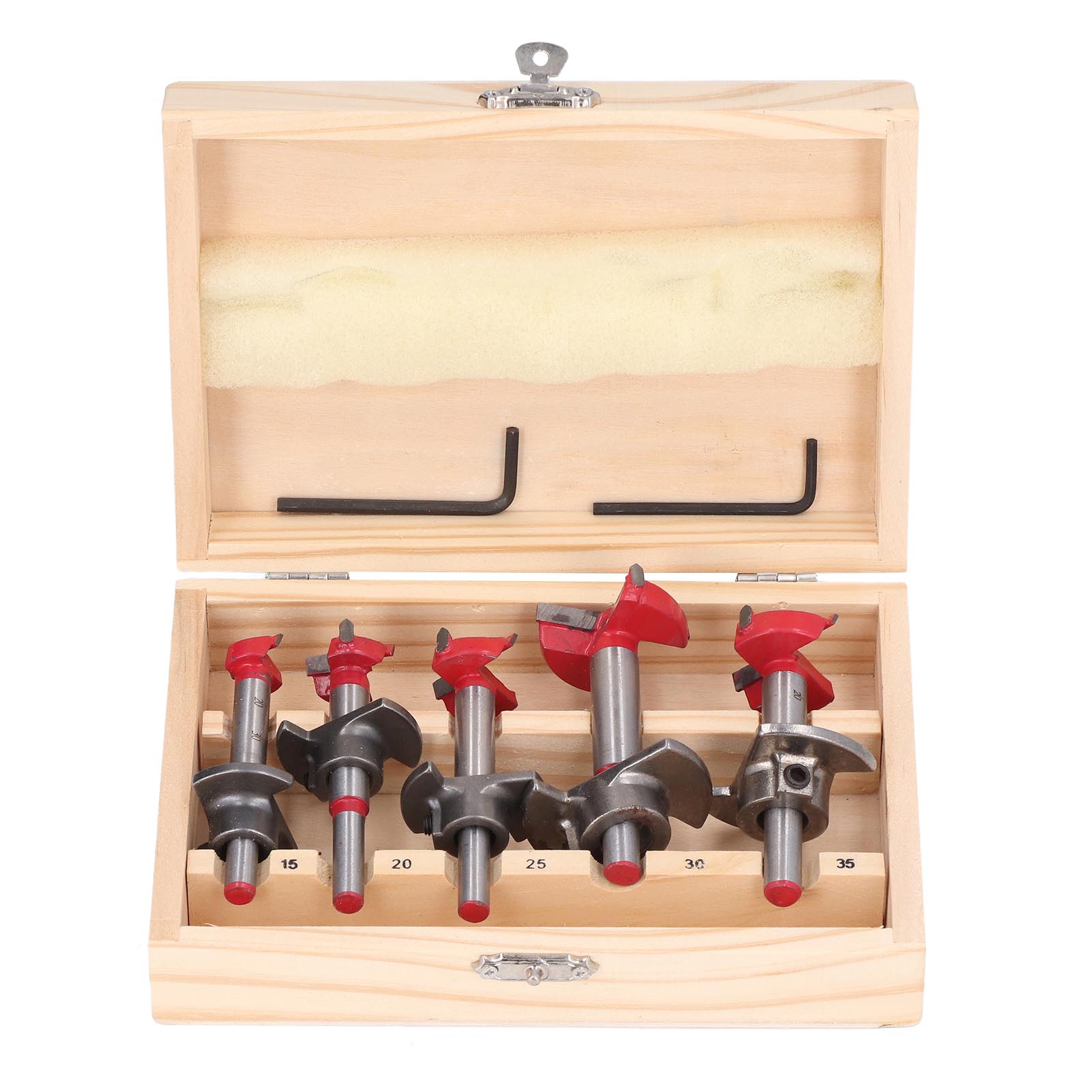 Set Mit 5 Verstellbaren Forstnerbohrern Aus Titanbeschichtetem Wolframstahl, Von 15 Bis 35 Mm