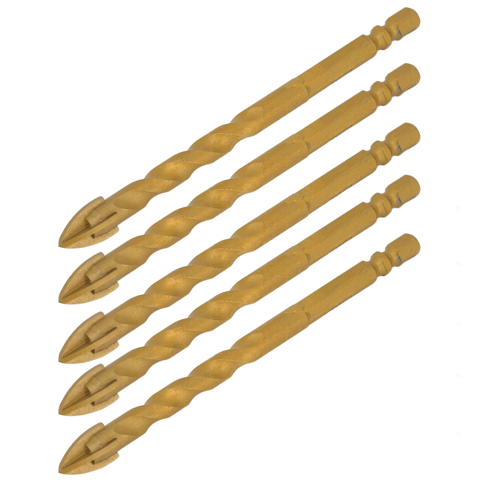Set Mit 5 Sechseckigen Kreuzbohrern Von 10 Mm Zum Bohren Von Glas, Fliesen, Beton Und Kupfer.