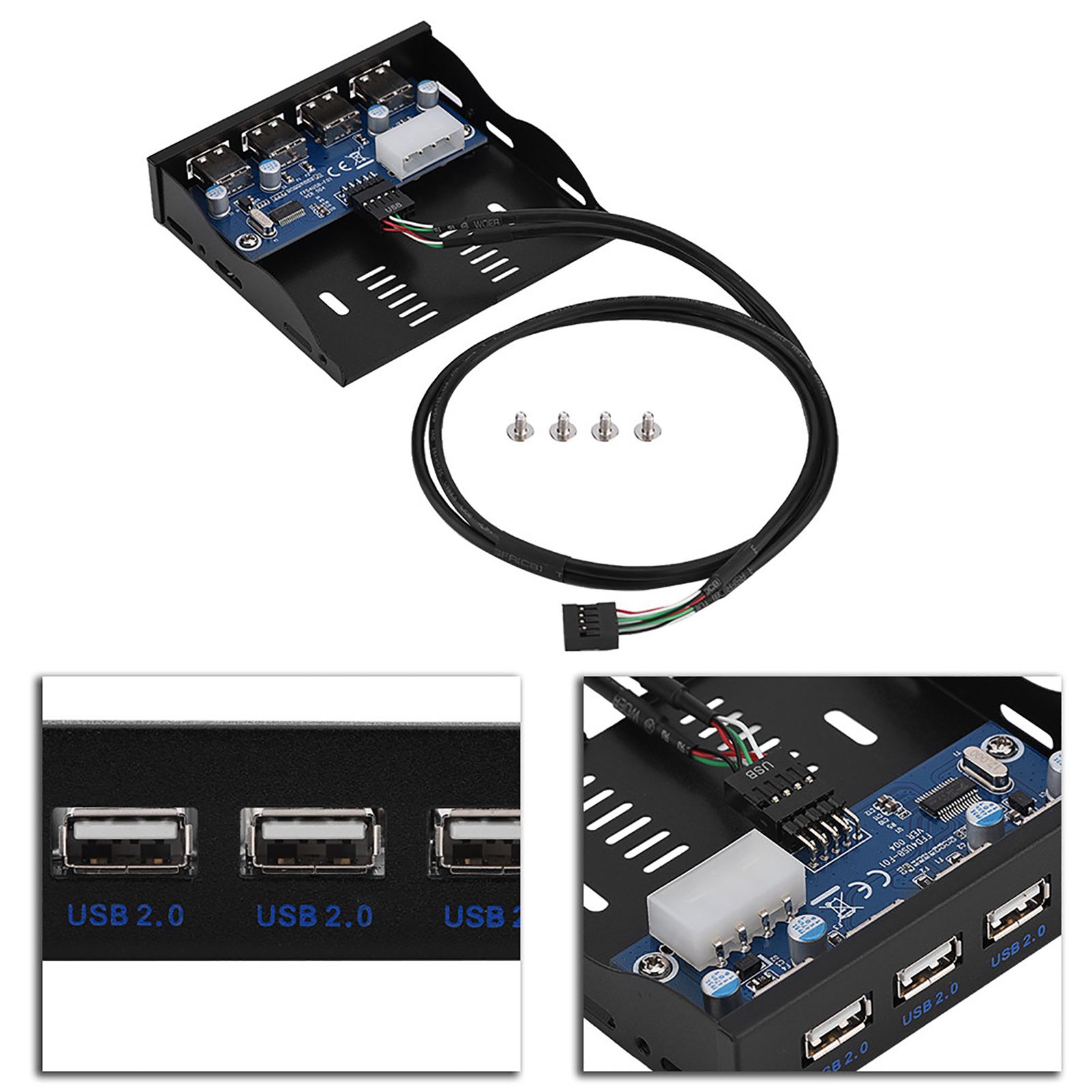 Usb 2.0-hub Für 3,5-zoll-diskettenlaufwerke, Frontblende, 9-polige Auf 4-polige Schnittstelle