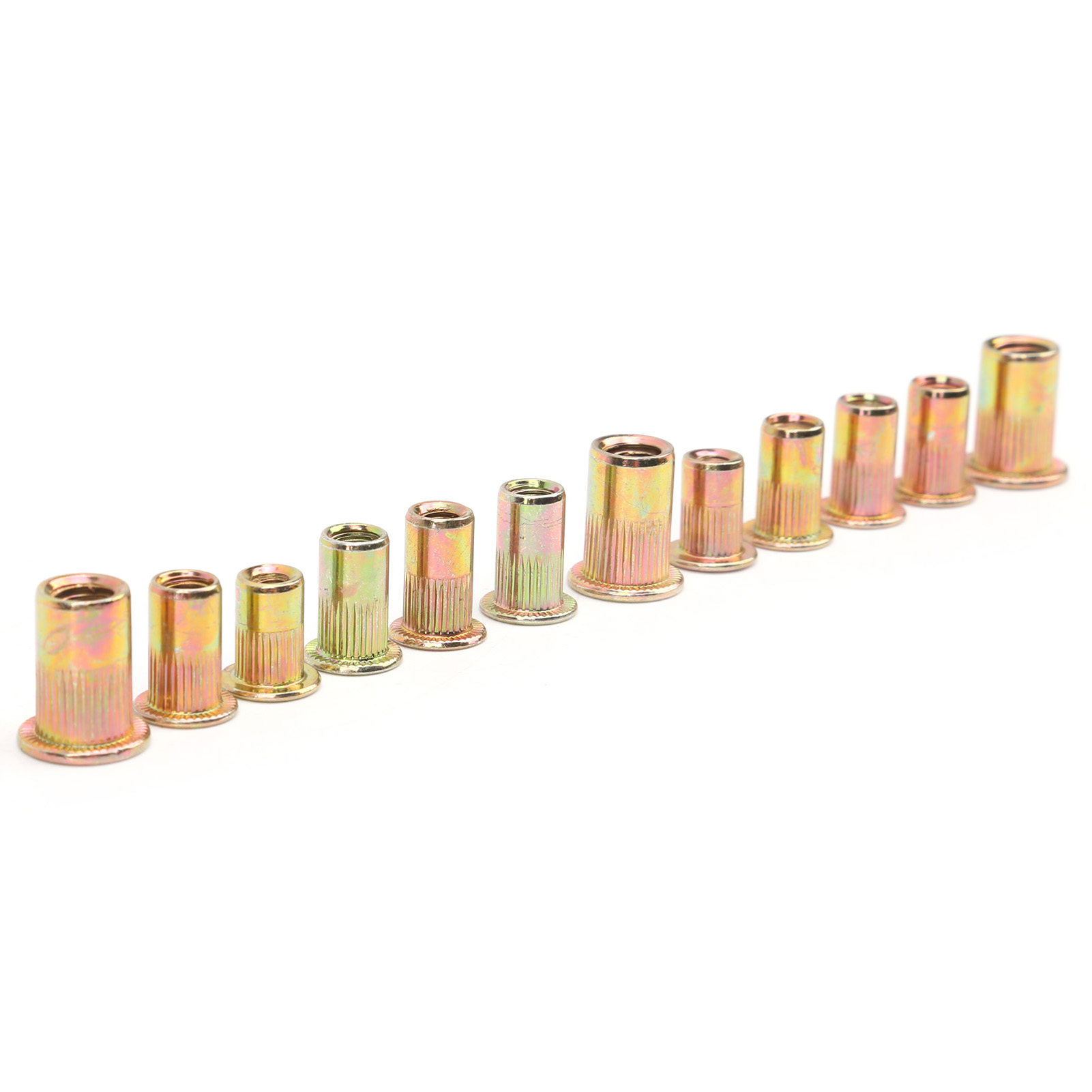 150 Verzinkte Nietmuttern Aus Kohlenstoffstahl, Verschiedene Einsätze: 6-32, 8-32, 10-24, 10-32 Und 1/4-20 (britisches System).