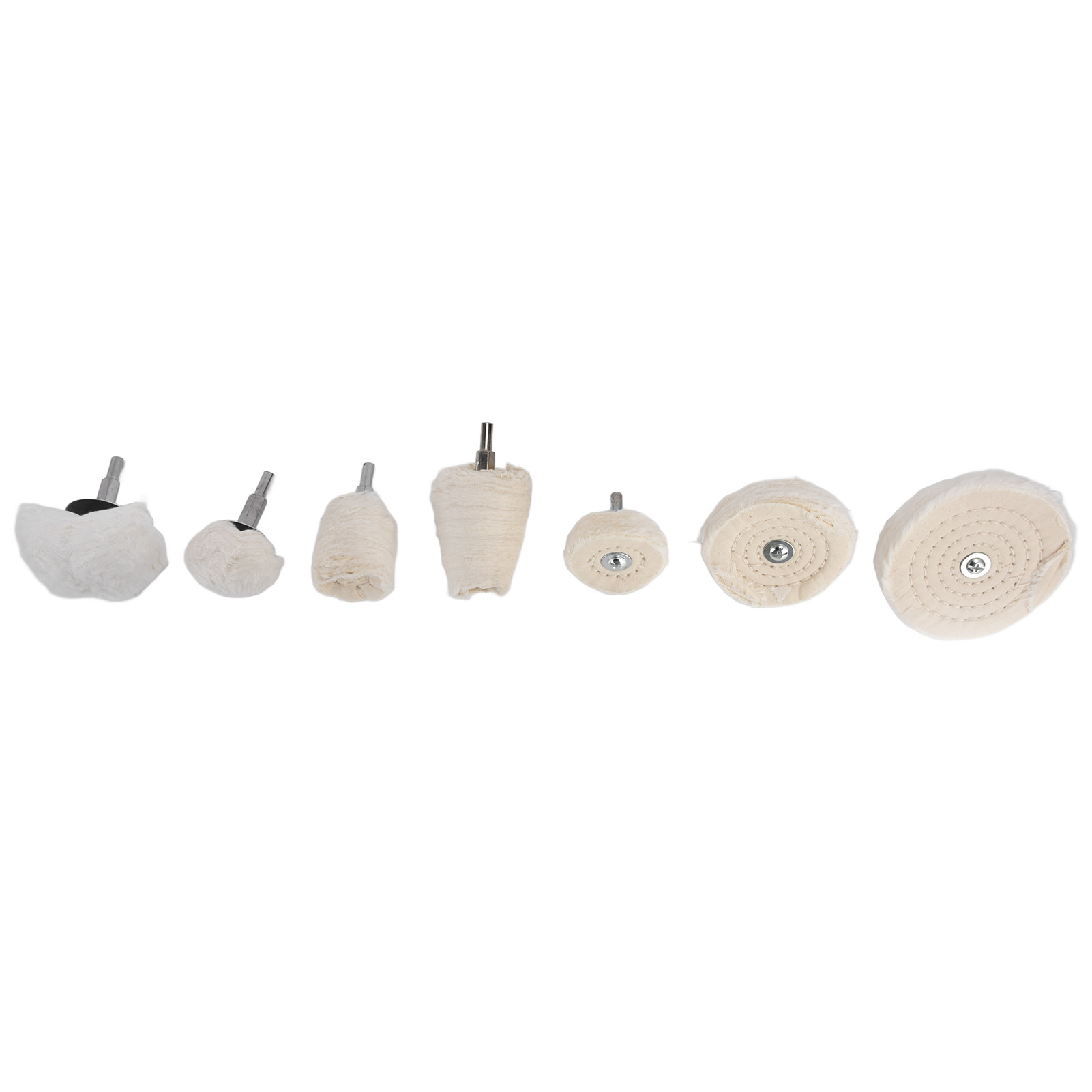 Set Mit 7 Polierscheiben Aus Baumwolle Und Flanell Mit 6,35 Mm (1/4 Zoll) Schaft Zum Schleifen Von Metall Und Glas