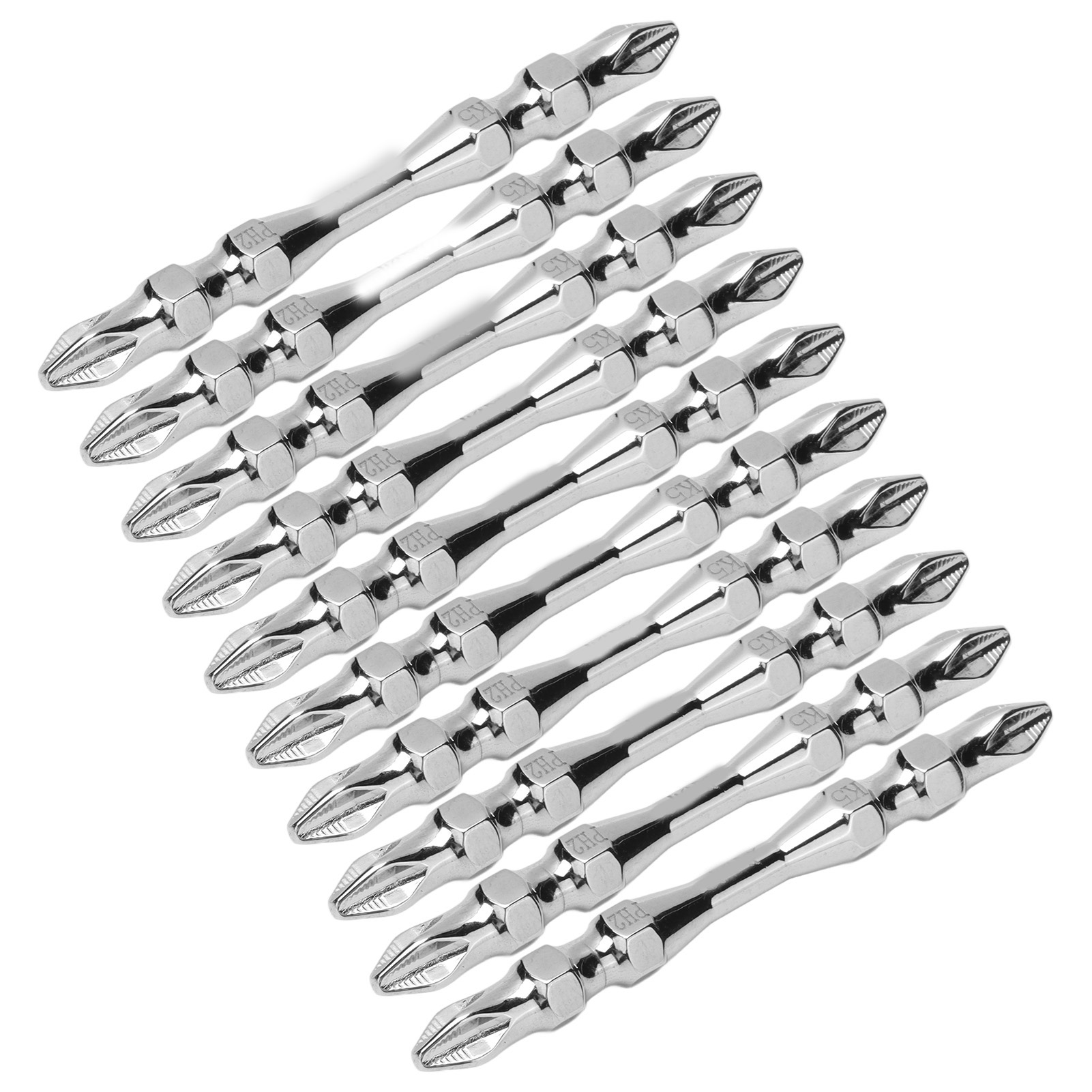 Set Mit 10 Doppelseitigen 65-mm-ph2-phillips-magnet-sechskantschraubendreherbits