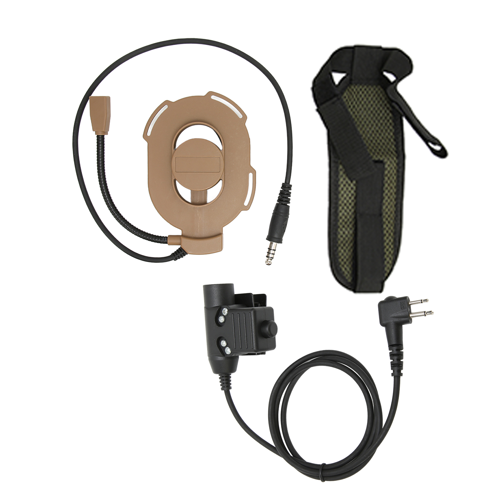 Hd01 Zweiwege-militärfunk-headset Mit Ptt-taste U94, Kompatibel Mit Motorola Gp88, Gp-300, Gp3688, Dep450 Und Ep450 (braun)