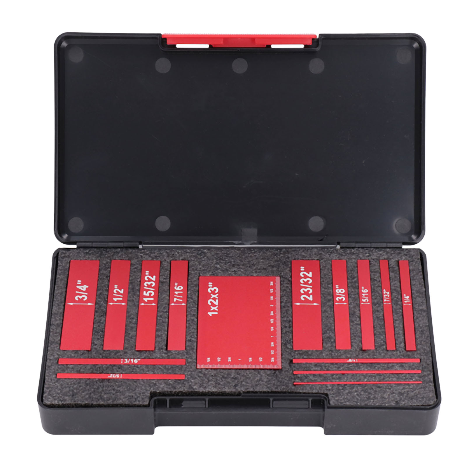 Set Aus 15 Lasergeätzten Justierkeilen Aus Hochfester Aluminiumlegierung Für Die Holzbearbeitung (rot).