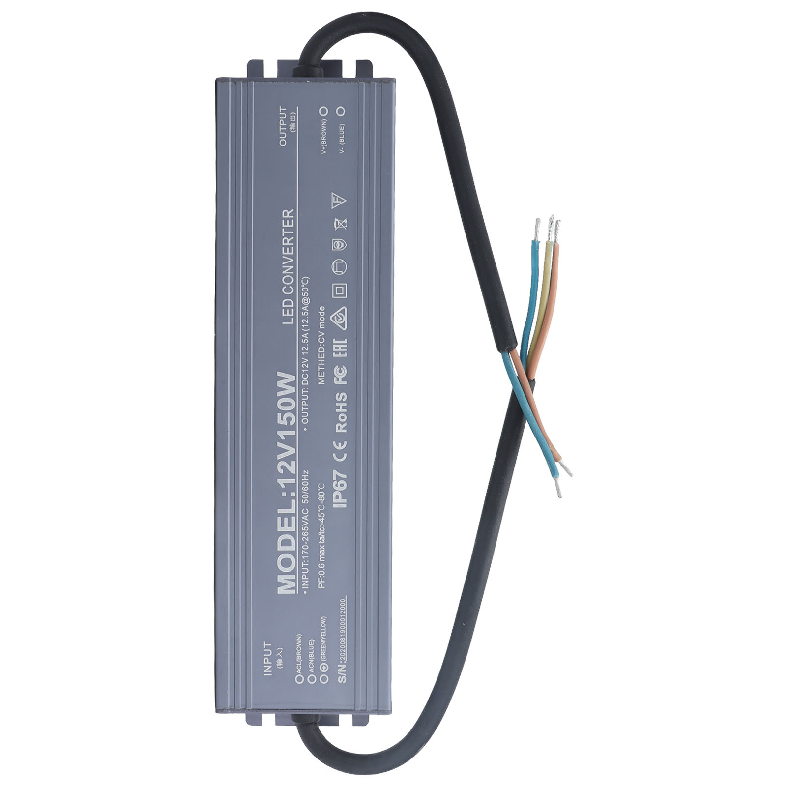 Ip67 Wasserdichtes Netzteil, Led-treibertransformator, Spannungswandler, Ac170–265v-adapter, 12v 12,5a Eingang