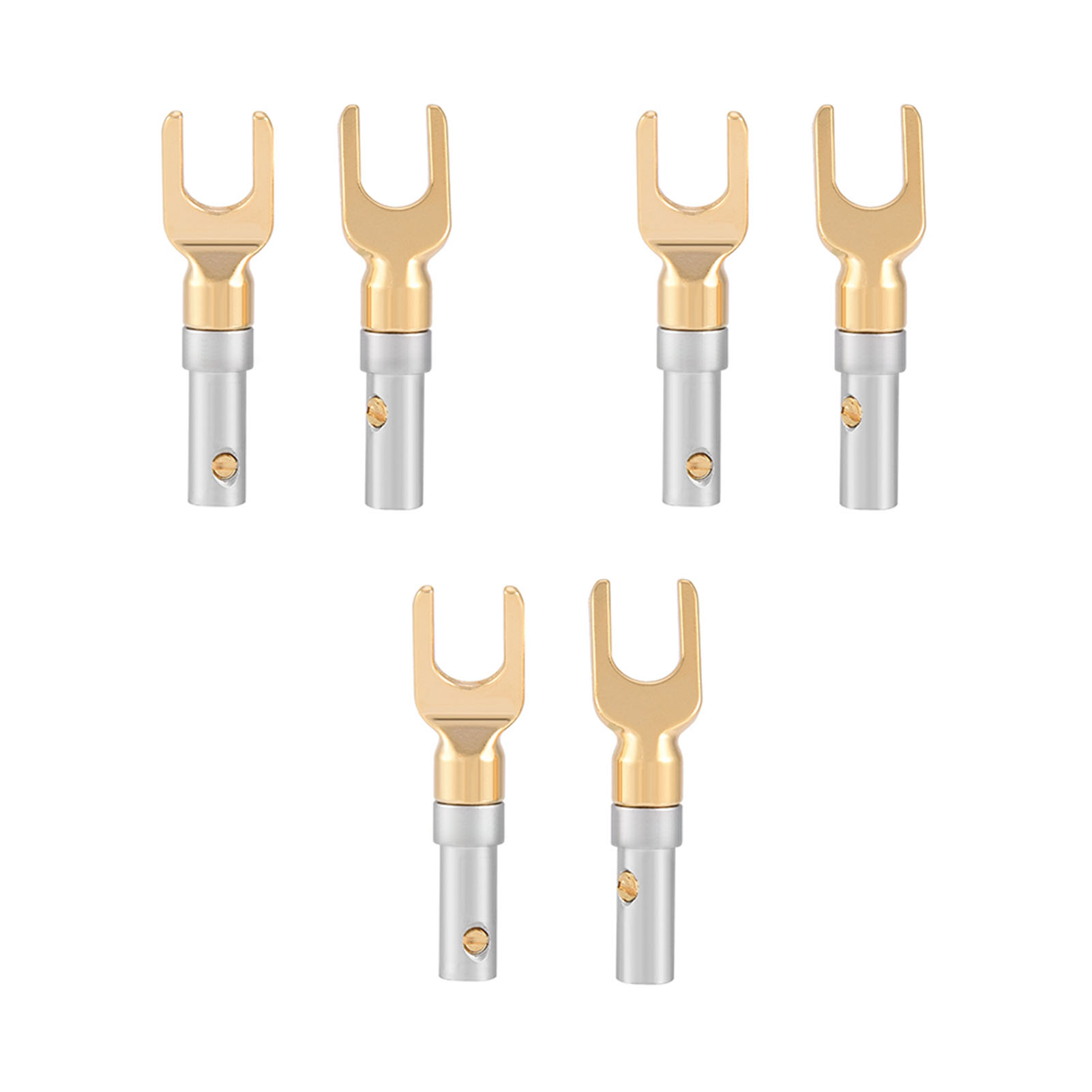 Satz Mit 6 Vergoldeten 4-mm-lautsprechersteckern, Bananenstecker, U-gabel- Oder Y-stecker, Zum Anschrauben, Lötfrei.