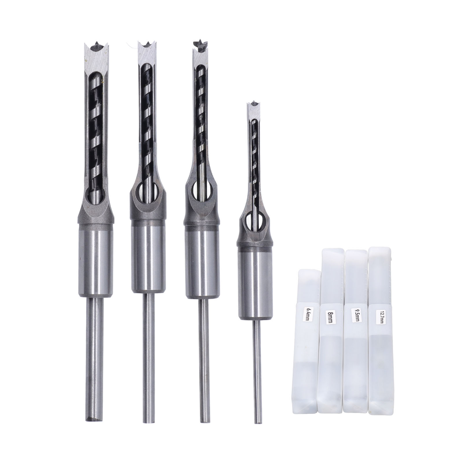 Set Mit 4 Verschleißfesten Hss-vierkant-holzbohrern, 1/4", 5/16", 3/8" Und 1/2", Senkbohrer